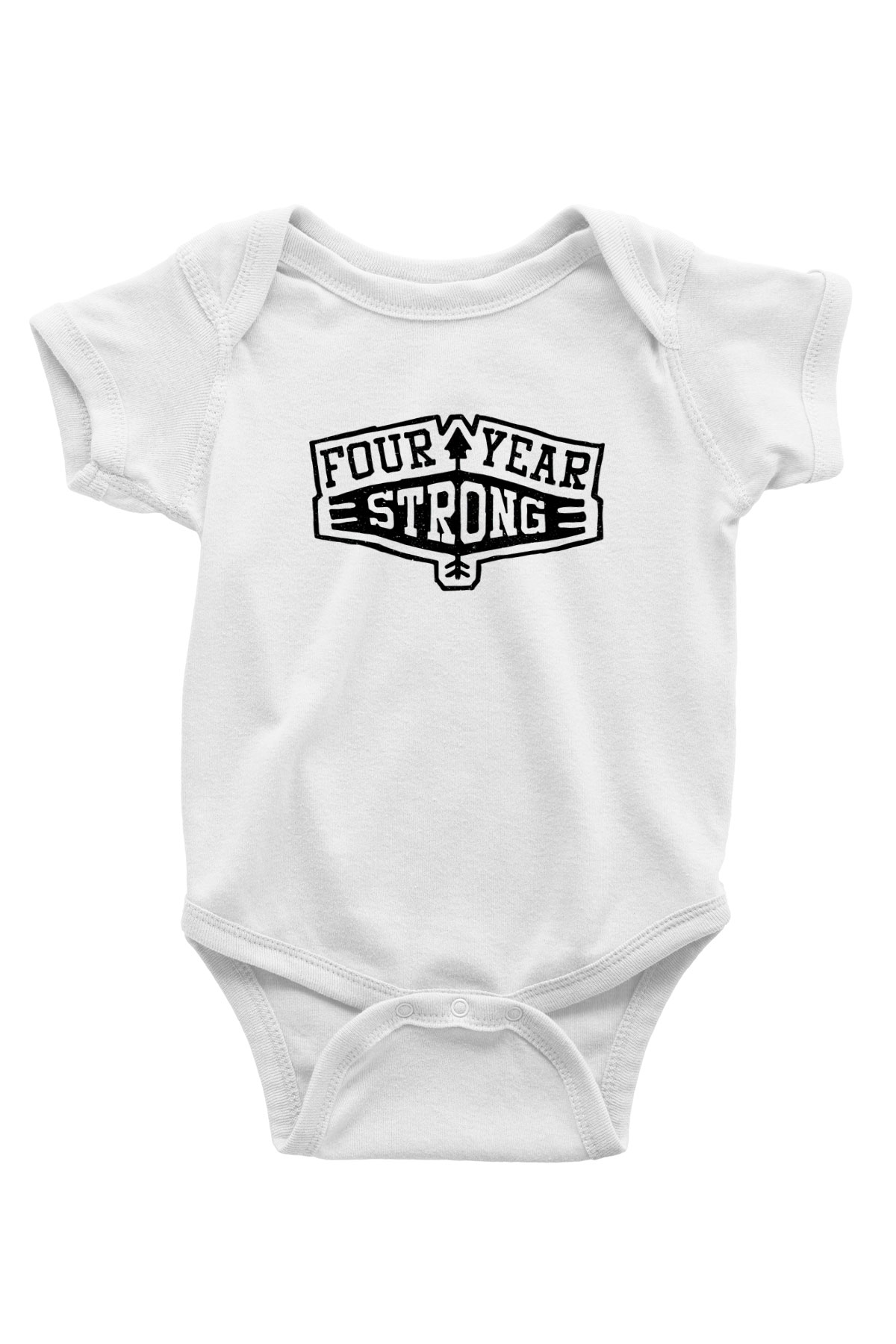 Four Year Strong Baskılı Beyaz Unisex Bebek Body - Zıbın