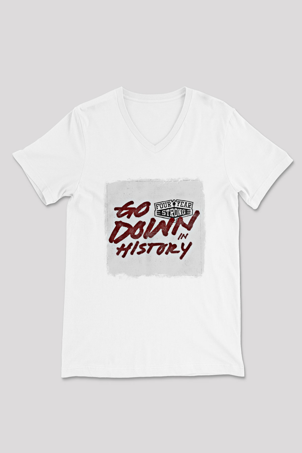 Four Year Strong Baskılı Unisex Beyaz V Yaka Tişört