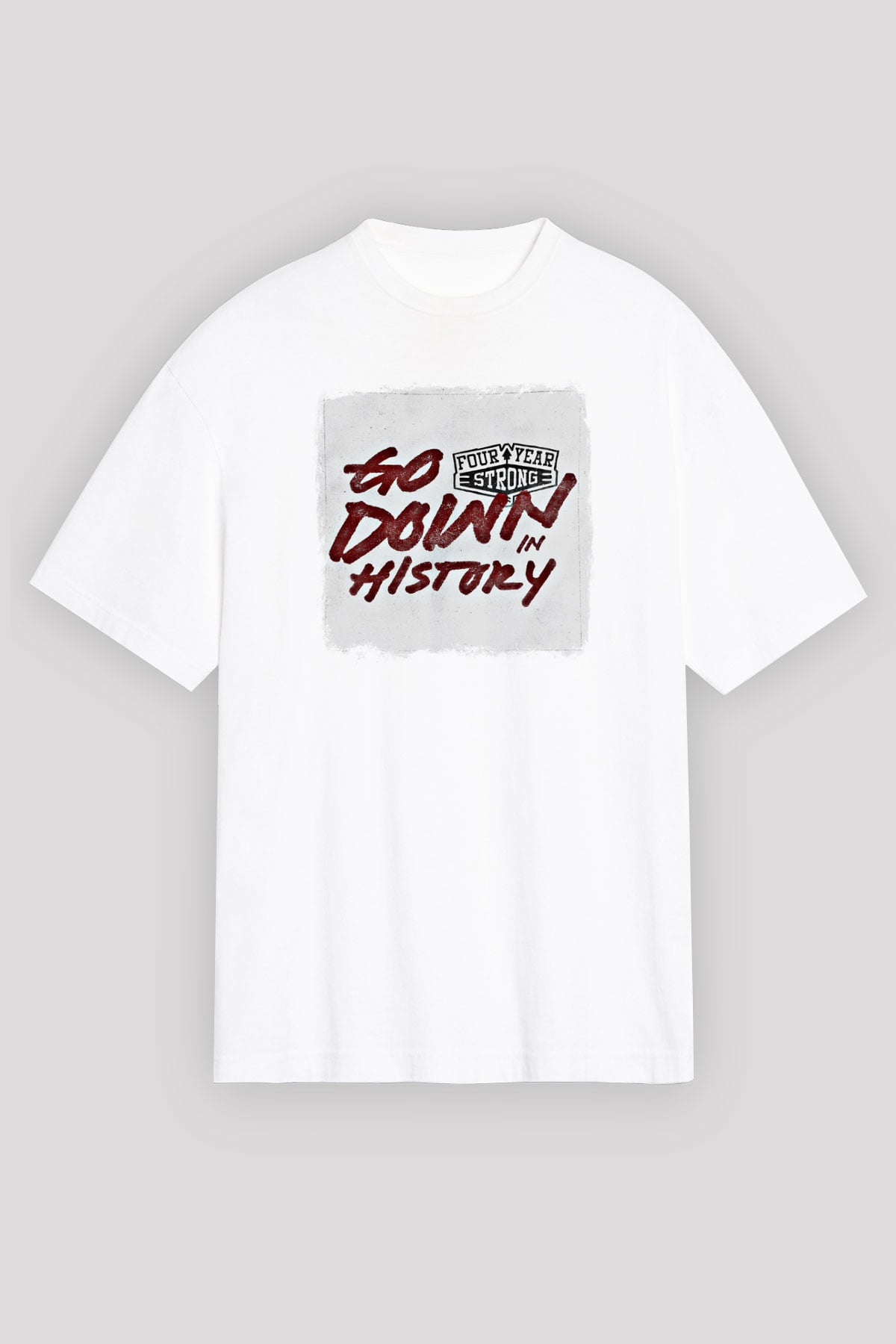 Four Year Strong Baskılı Unisex Beyaz Oversize Tişört