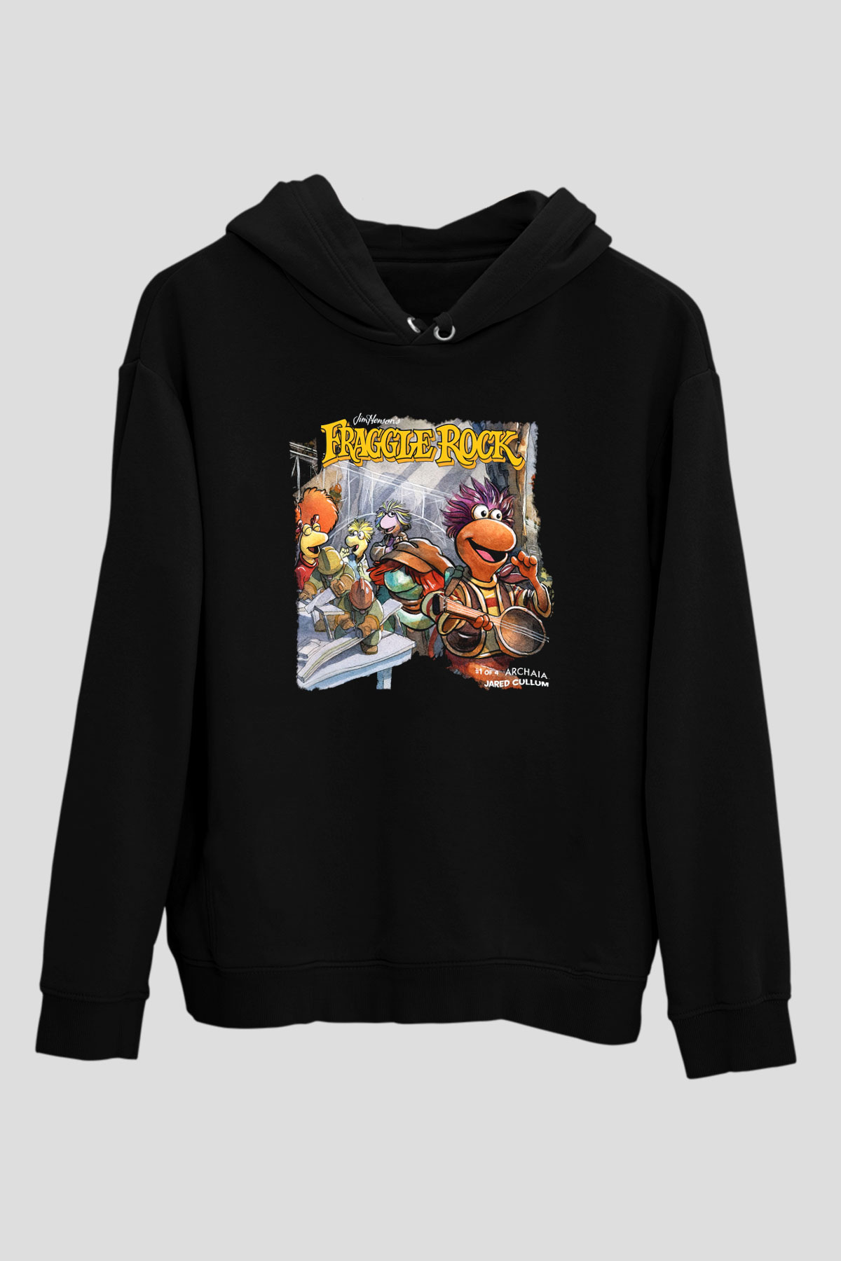 Fraggle Rock Siyah Unisex Kapüşonlu Sweatshirt
