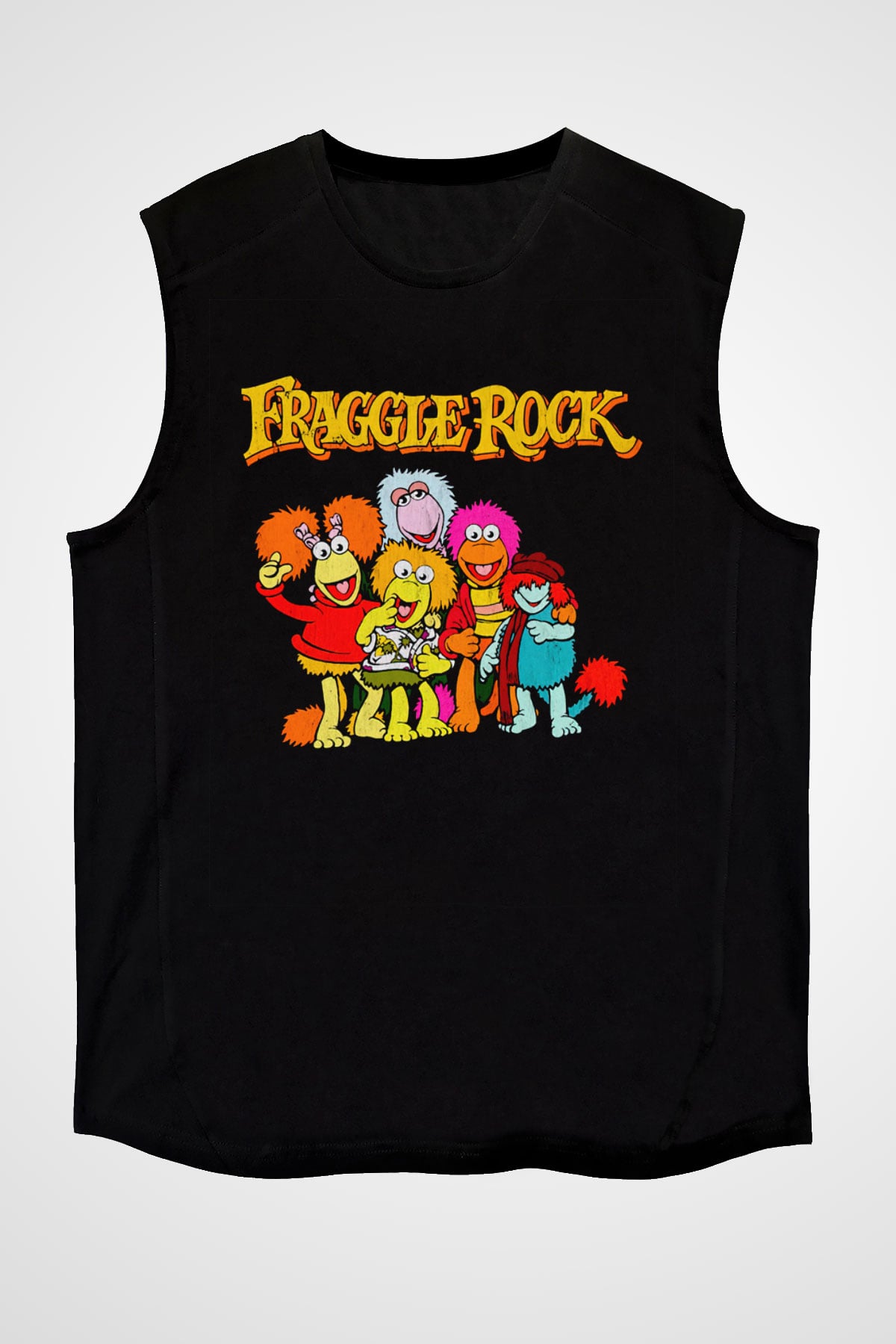 Fraggle Rock Siyah Unisex  Kolsuz Tişört
