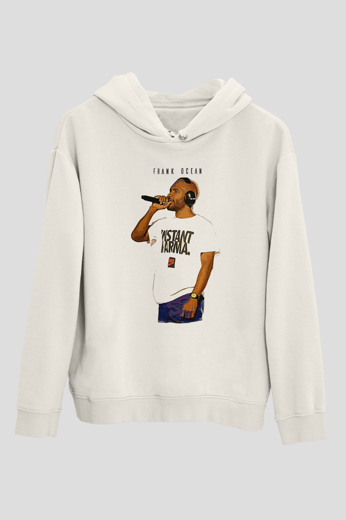 Frank Ocean Baskılı Beyaz Unisex Kapüşonlu Sweatshirt