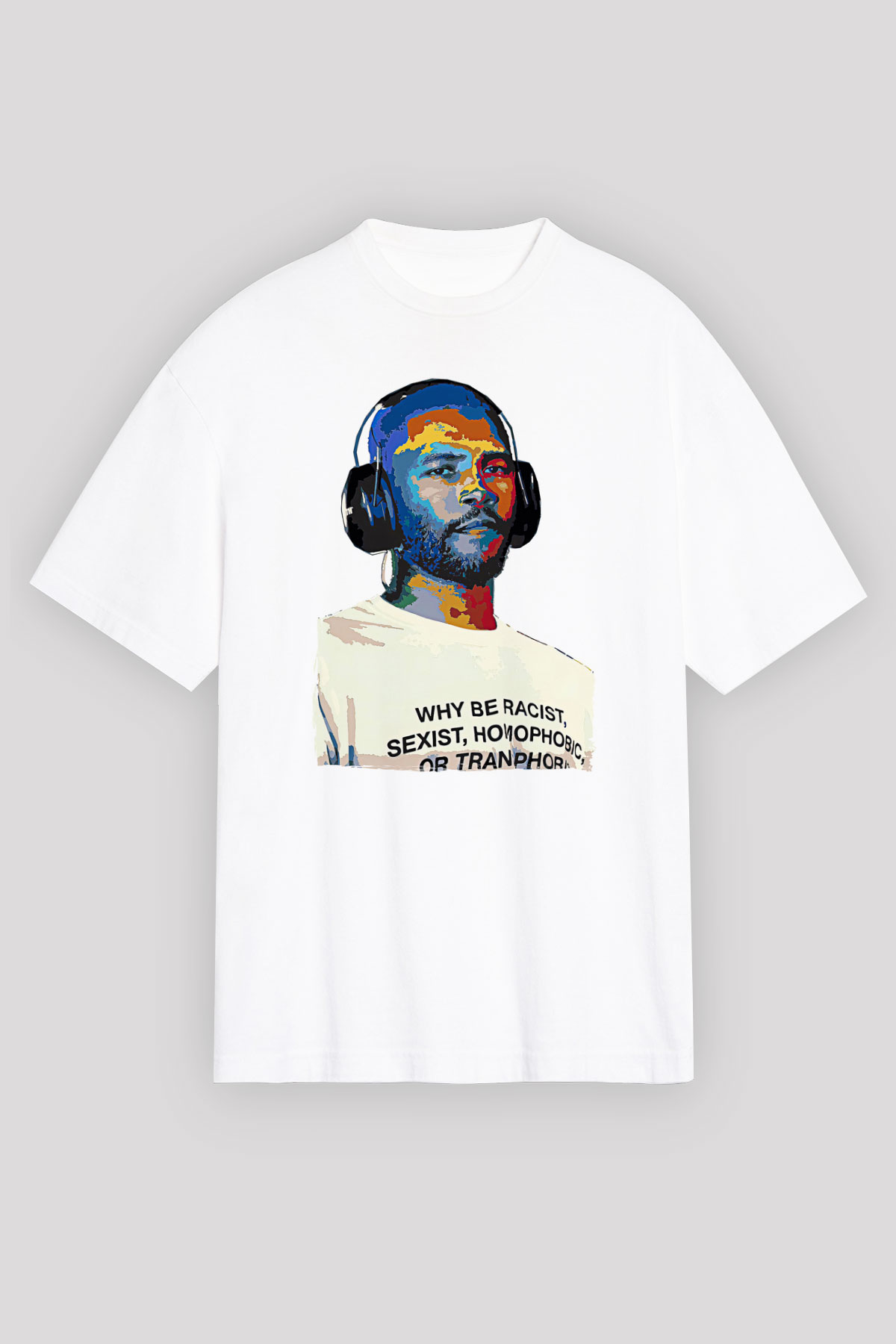 Frank Ocean Baskılı Beyaz Unisex Oversize Tişört - Tshirt