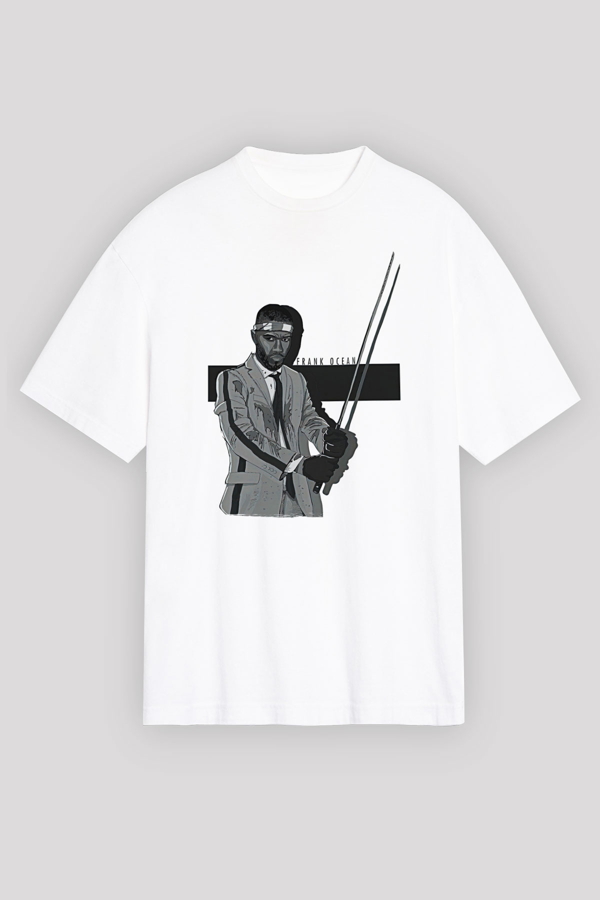 Frank Ocean Baskılı Beyaz Unisex Oversize Tişört - Tshirt