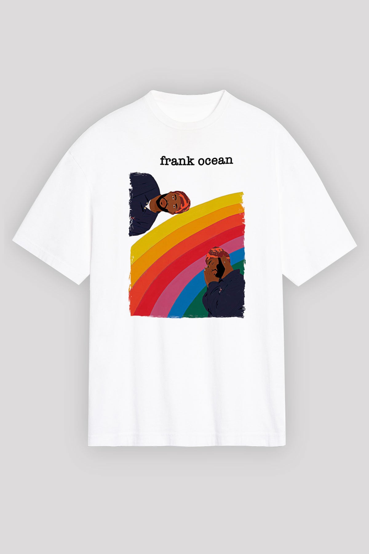 Frank Ocean Baskılı Beyaz Unisex Oversize Tişört - Tshirt