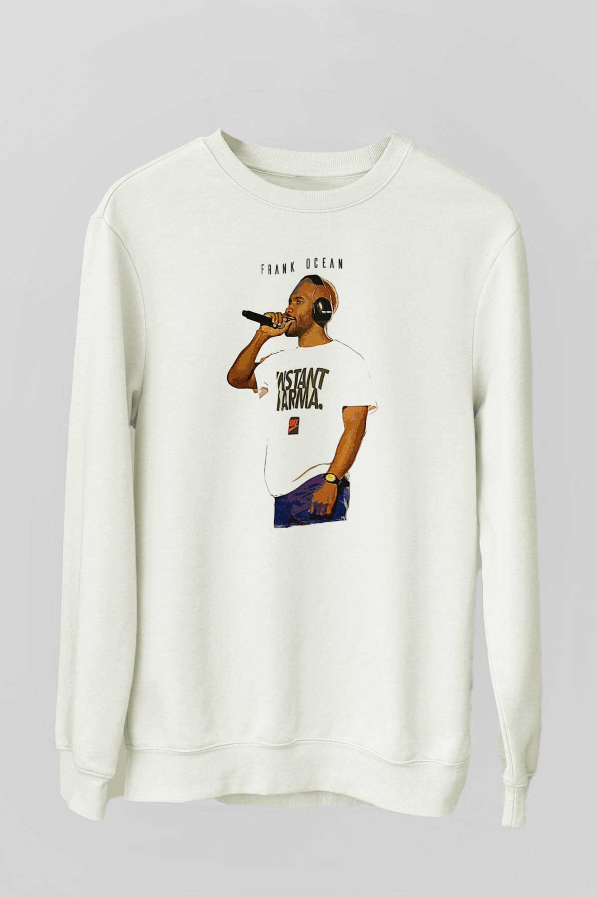 Frank Ocean Baskılı Beyaz Unisex Sweatshirt