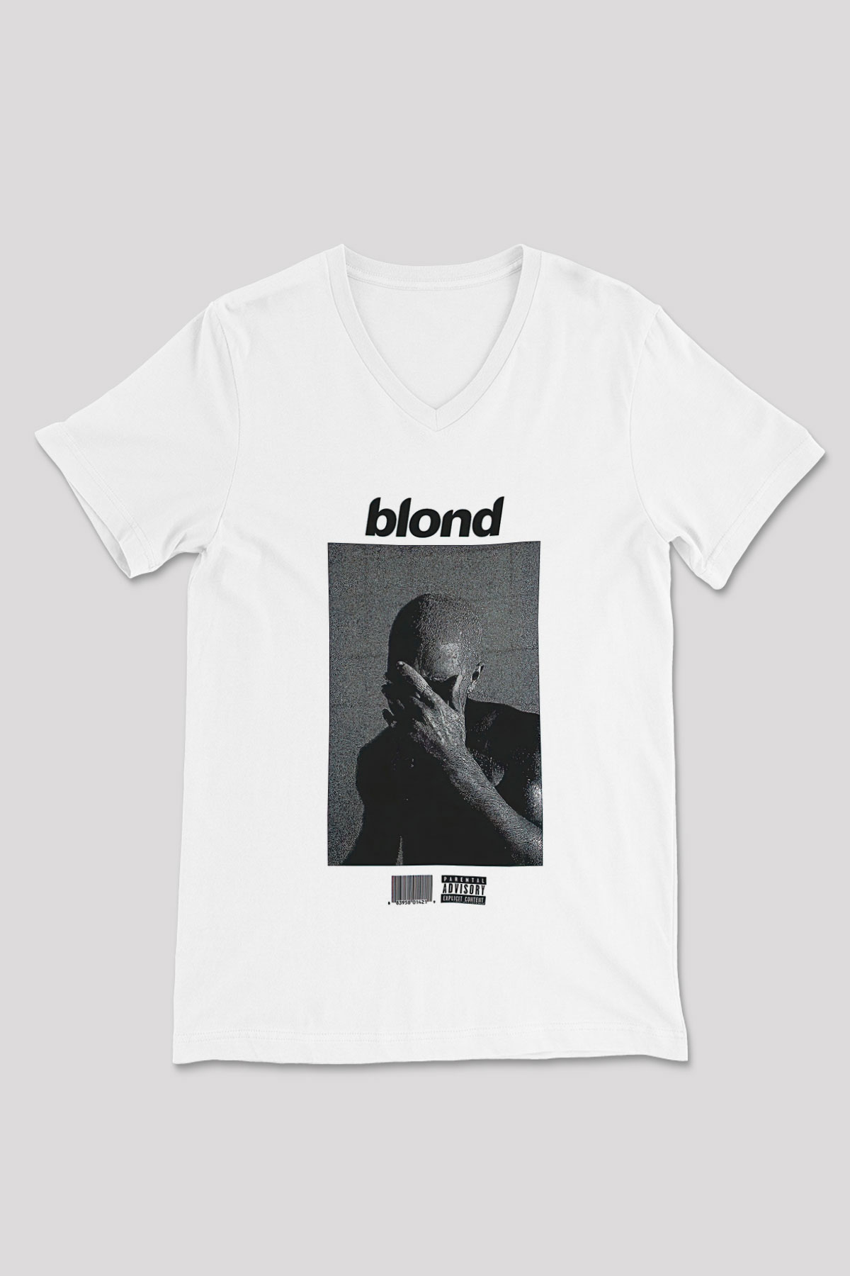 Frank Ocean Baskılı Beyaz Unisex V Yaka Tişört - Tshirt