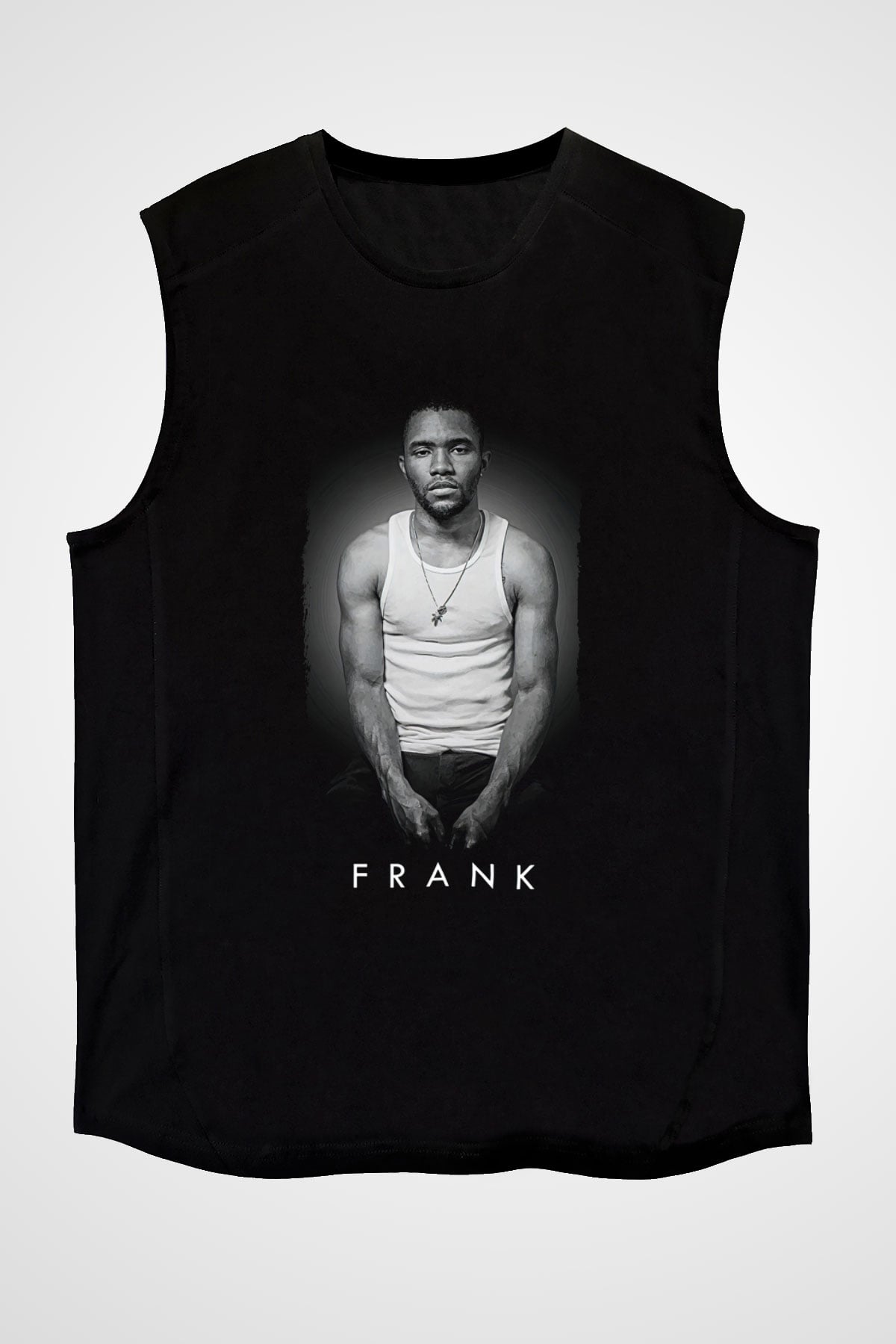 Frank Ocean Baskılı Unisex Siyah Kolsuz Tişört - Tshirt
