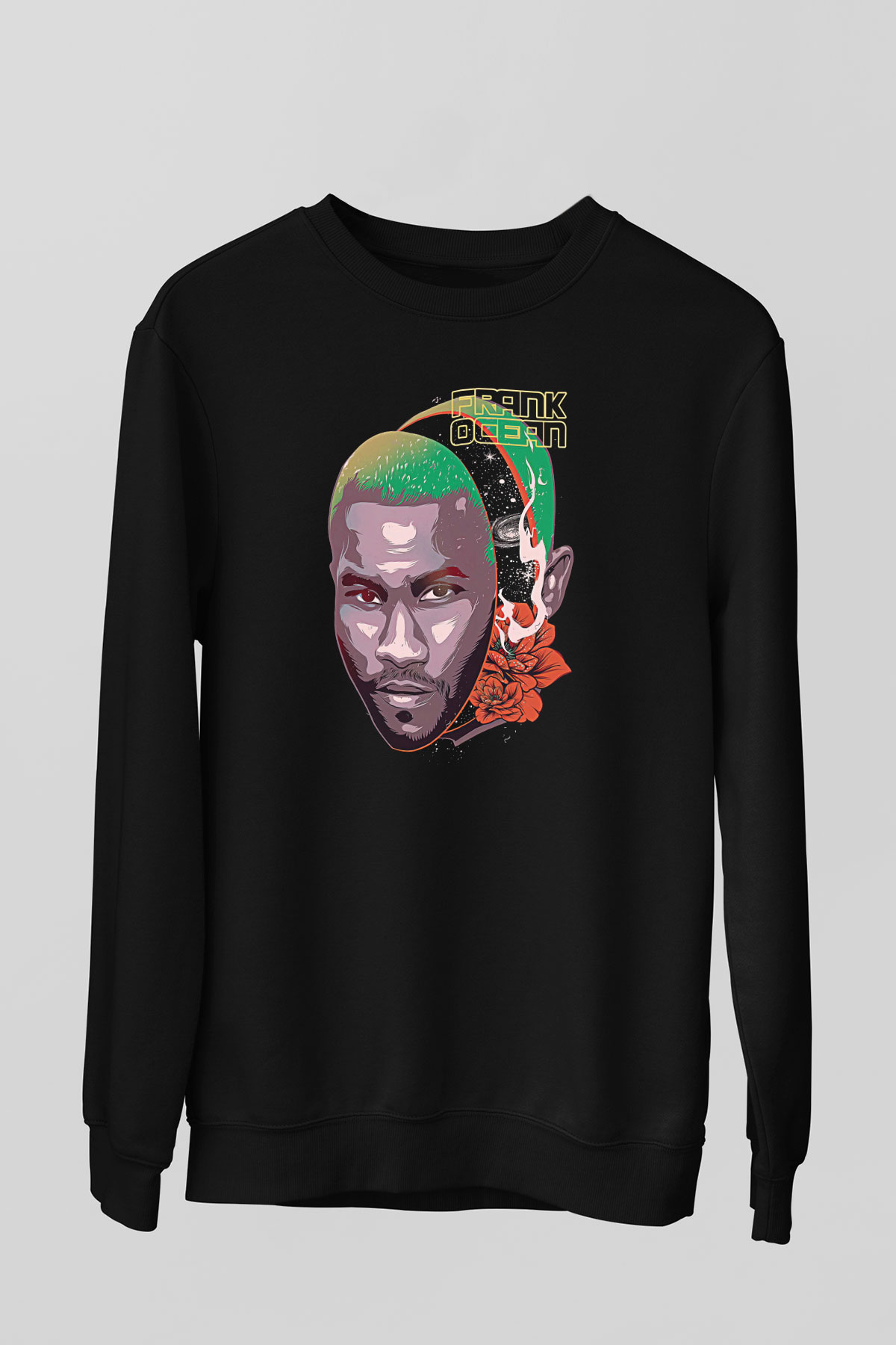 Frank Ocean Baskılı Unisex Siyah Sweatshirt