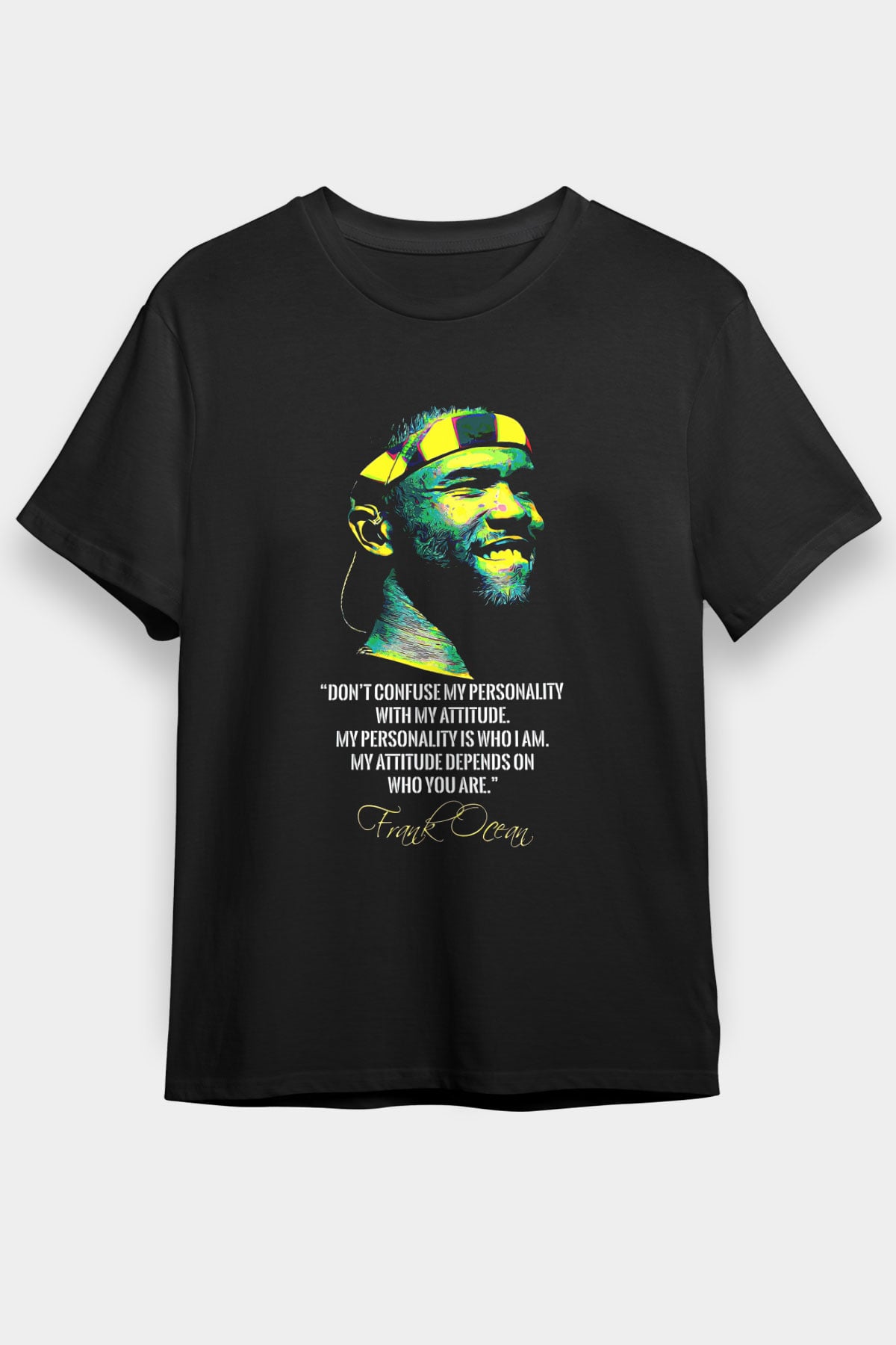 Frank Ocean Baskılı Unisex Siyah Tişört - Tshirt