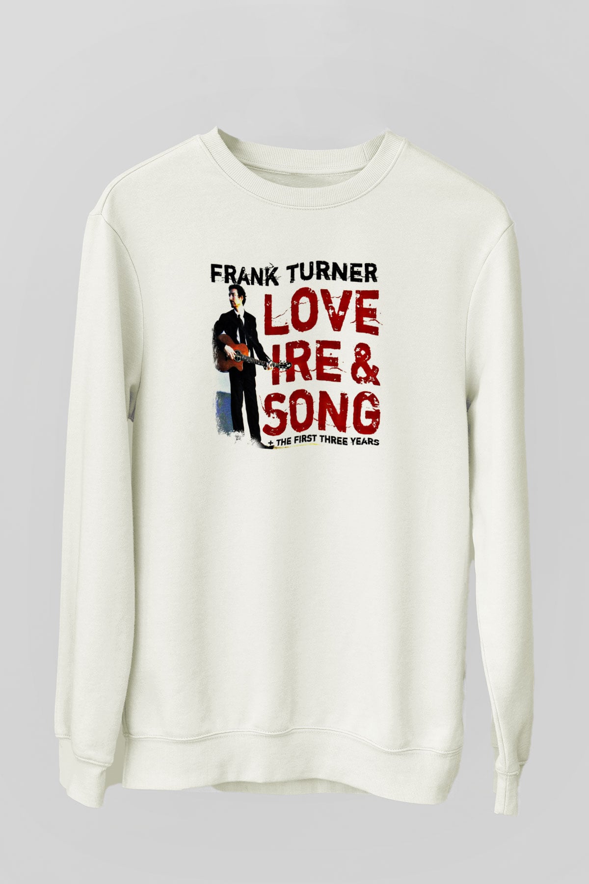 Frank Turner Baskılı Unisex Beyaz Sweatshirt