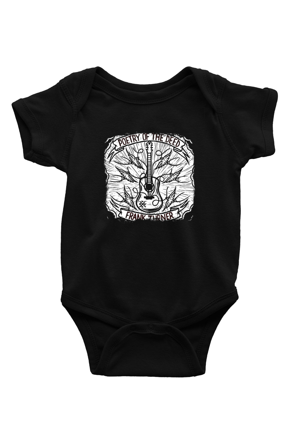 Frank Turner Baskılı Unisex Siyah Bebek Body - Zıbın