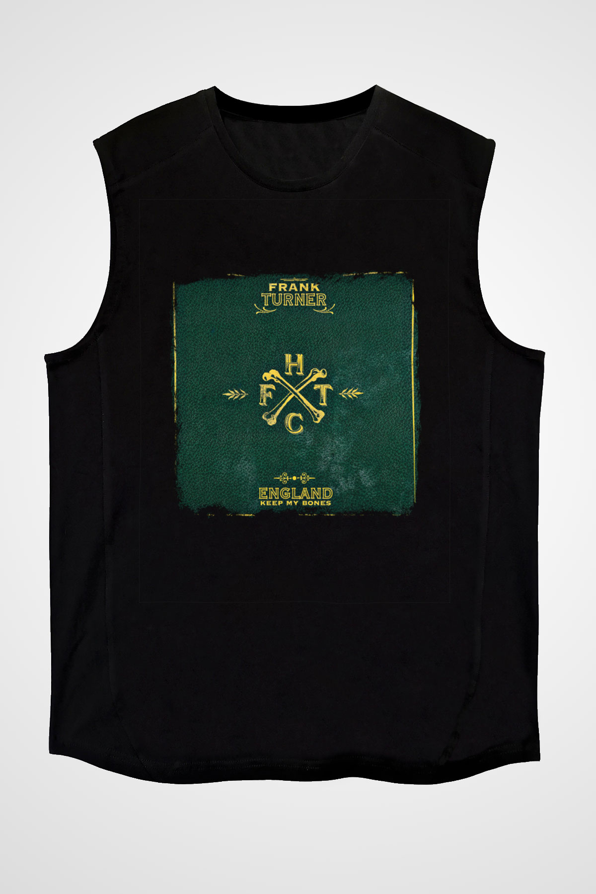 Frank Turner Baskılı Unisex Siyah Kolsuz Tişört