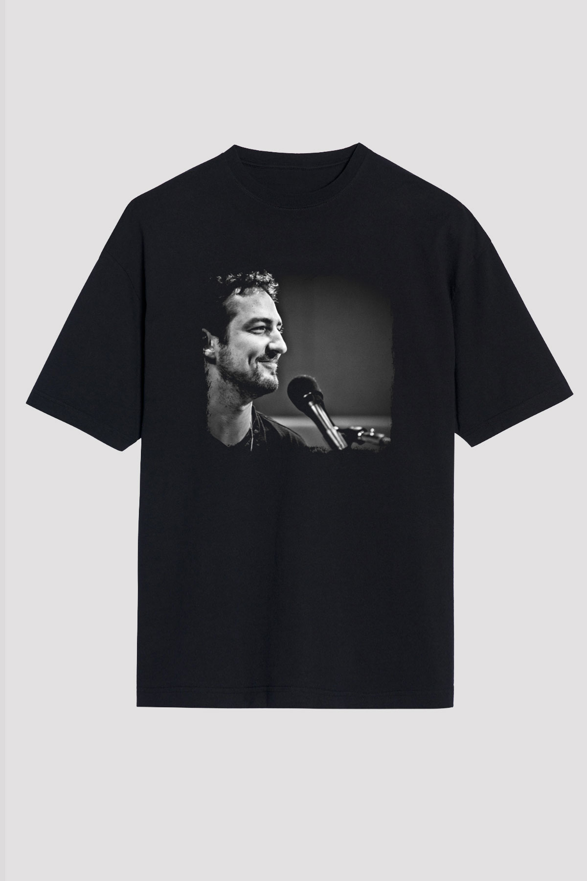 Frank Turner Baskılı Unisex Siyah Oversize Tişört