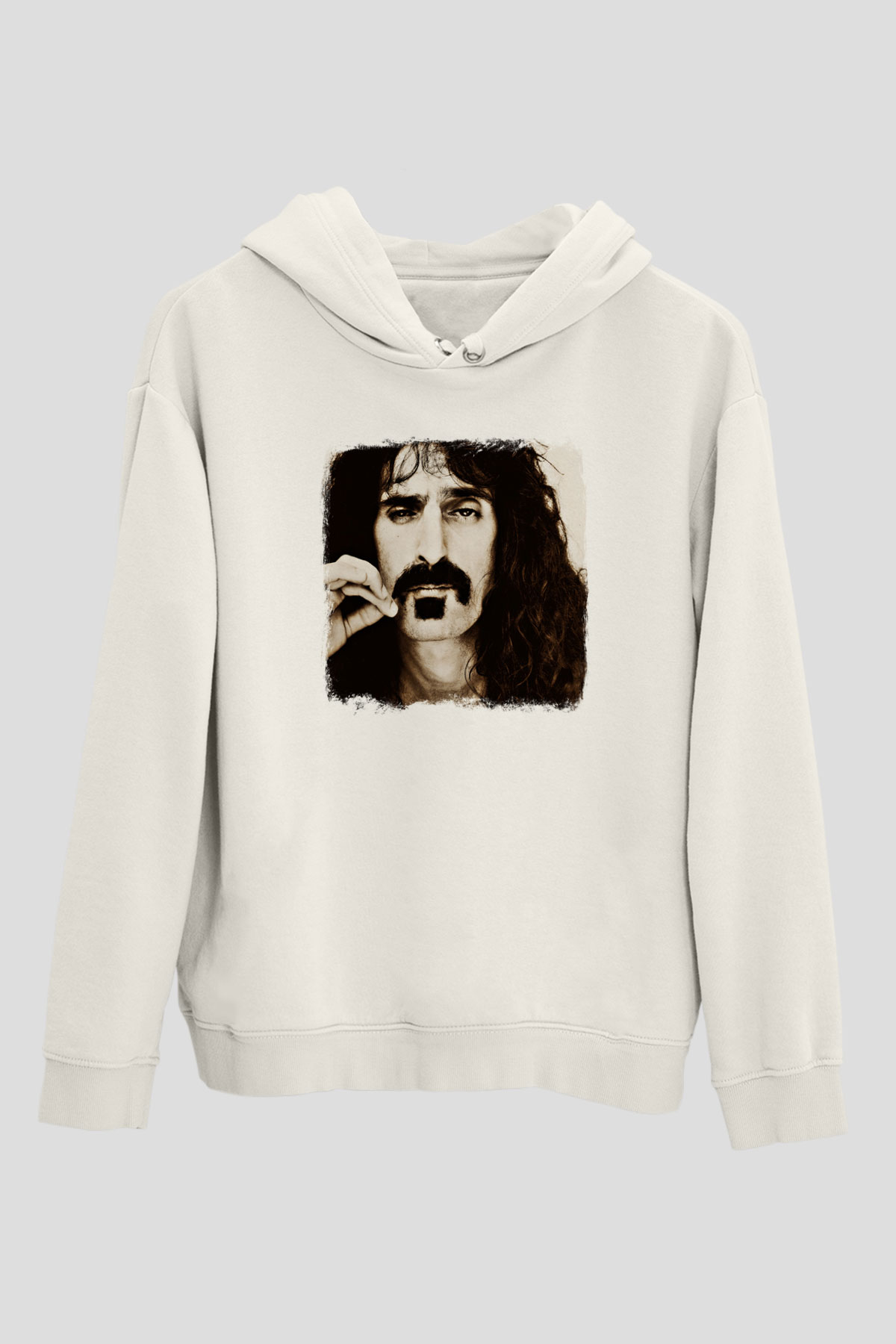 Frank Zappa Baskılı Unisex Beyaz Hoodie