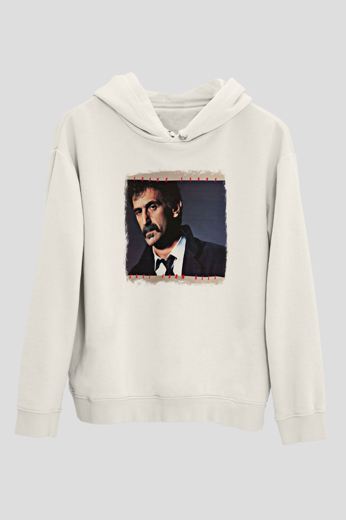 Frank Zappa Baskılı Unisex Beyaz Hoodie
