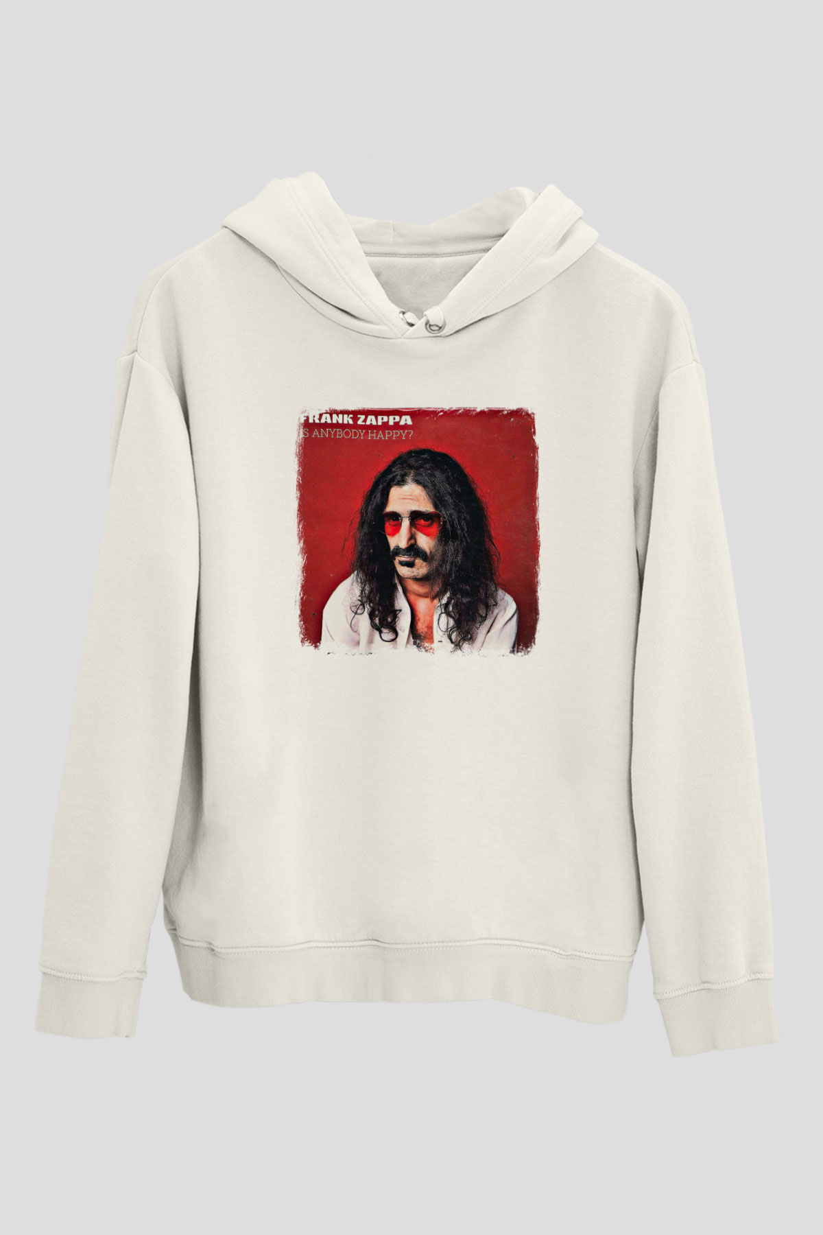 Frank Zappa Baskılı Unisex Beyaz Hoodie