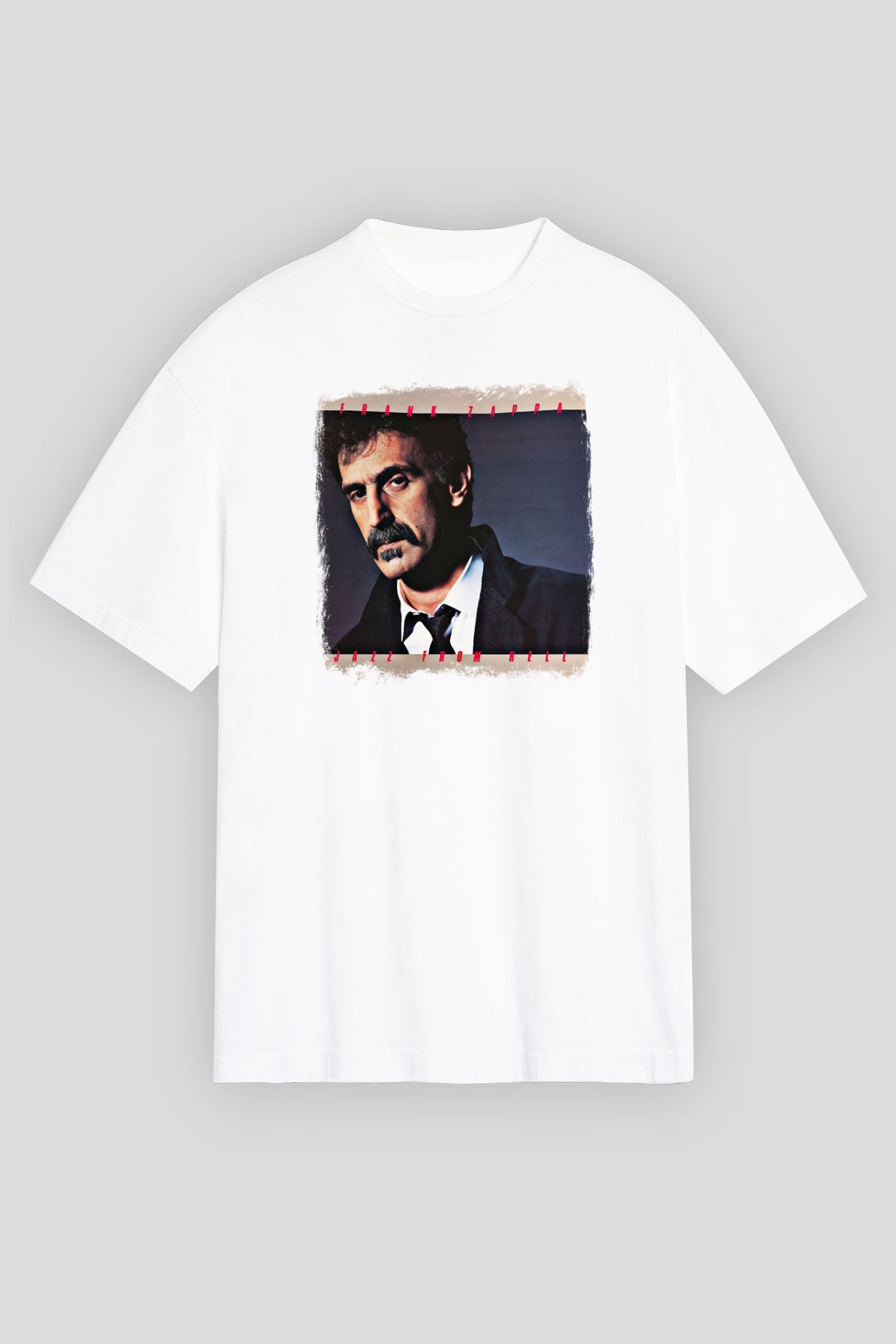 Frank Zappa Baskılı Unisex Beyaz Oversize Tişört