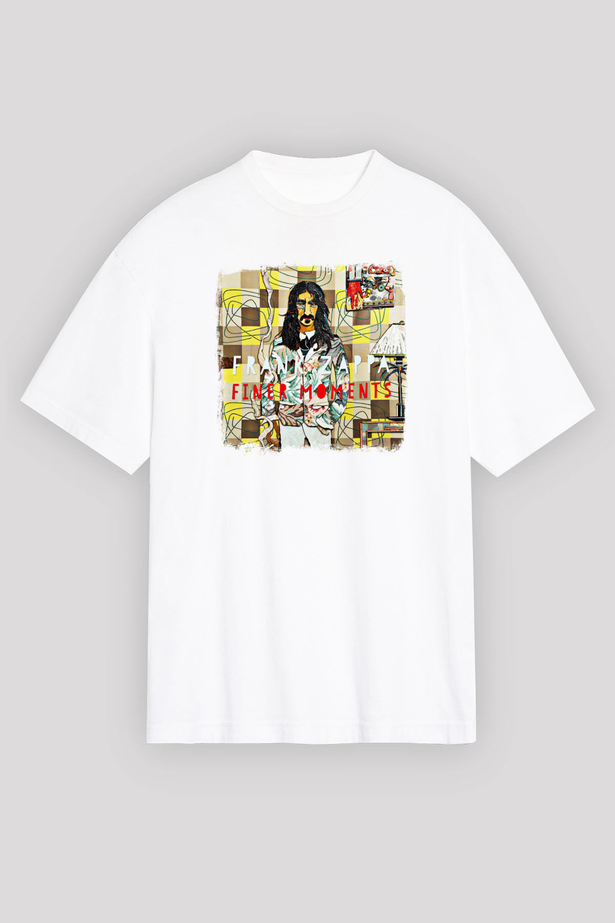 Frank Zappa Baskılı Unisex Beyaz Oversize Tişört