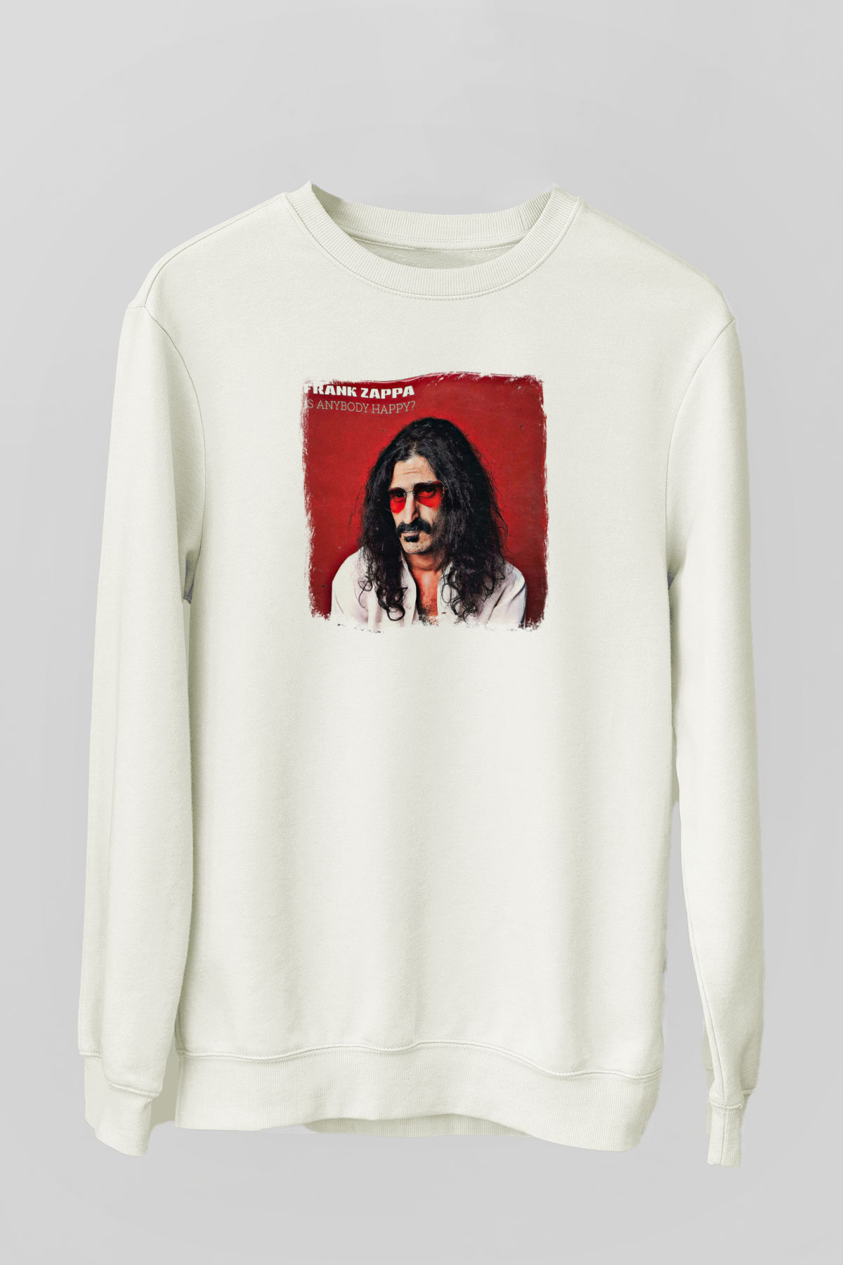 Frank Zappa Baskılı Unisex Beyaz Sweatshirt