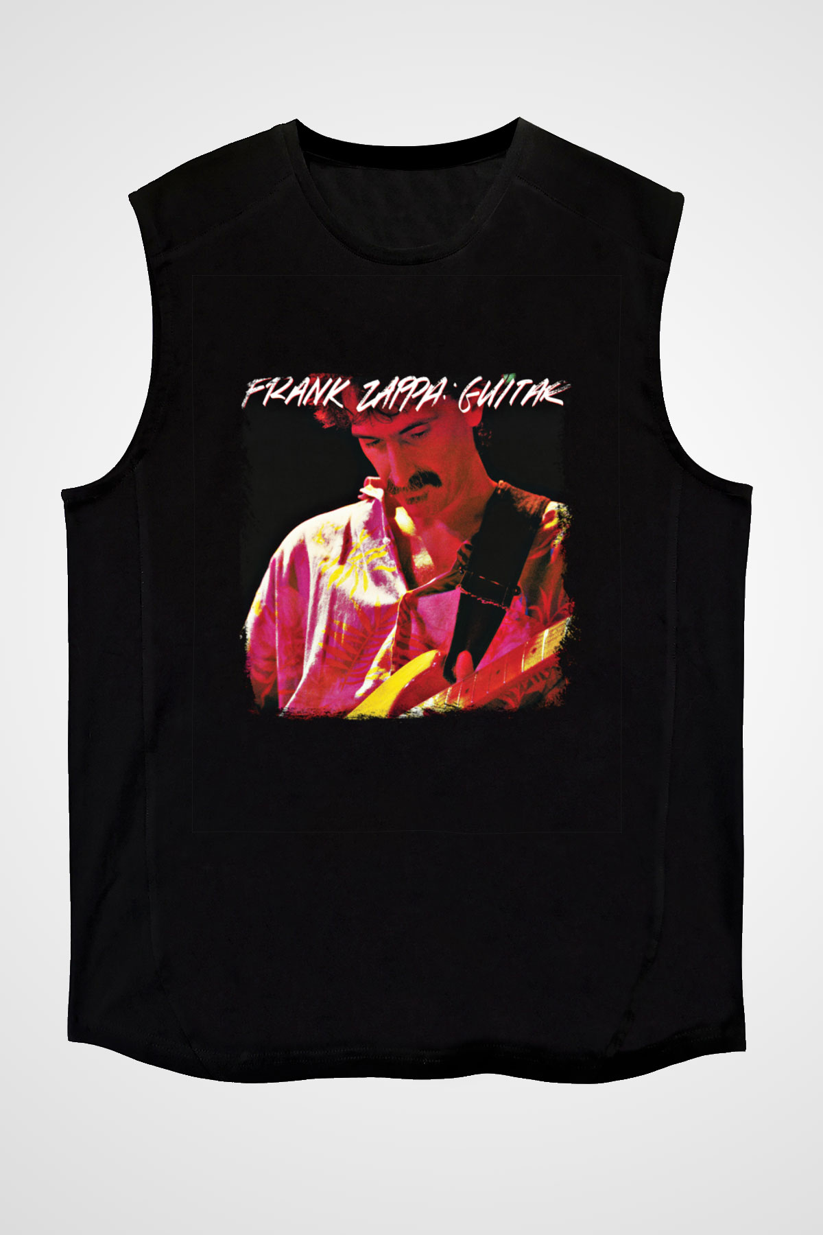Frank Zappa Baskılı Unisex Siyah Kolsuz Tişört