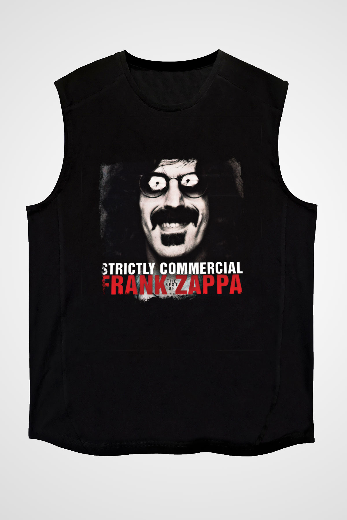 Frank Zappa Baskılı Unisex Siyah Kolsuz Tişört