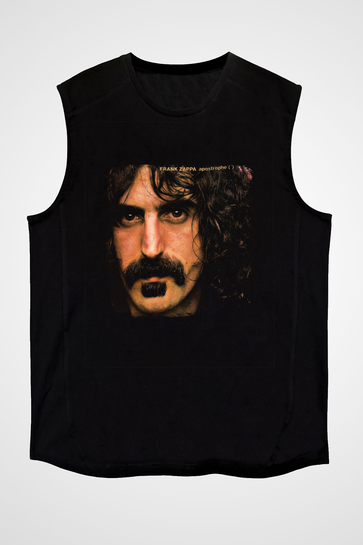 Frank Zappa Baskılı Unisex Siyah Kolsuz Tişört