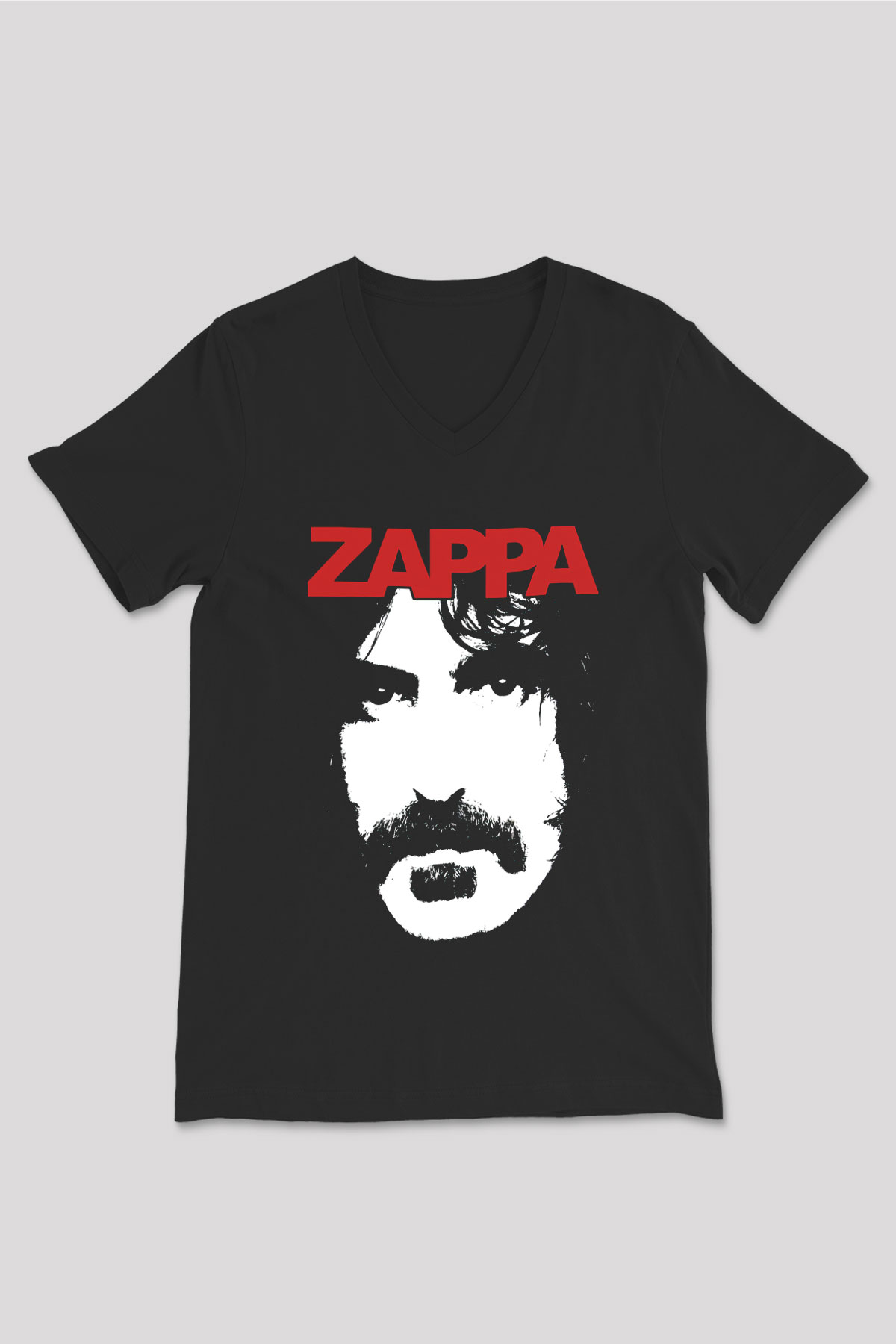 Frank Zappa Siyah Unisex V Yaka Tişört T-Shirt