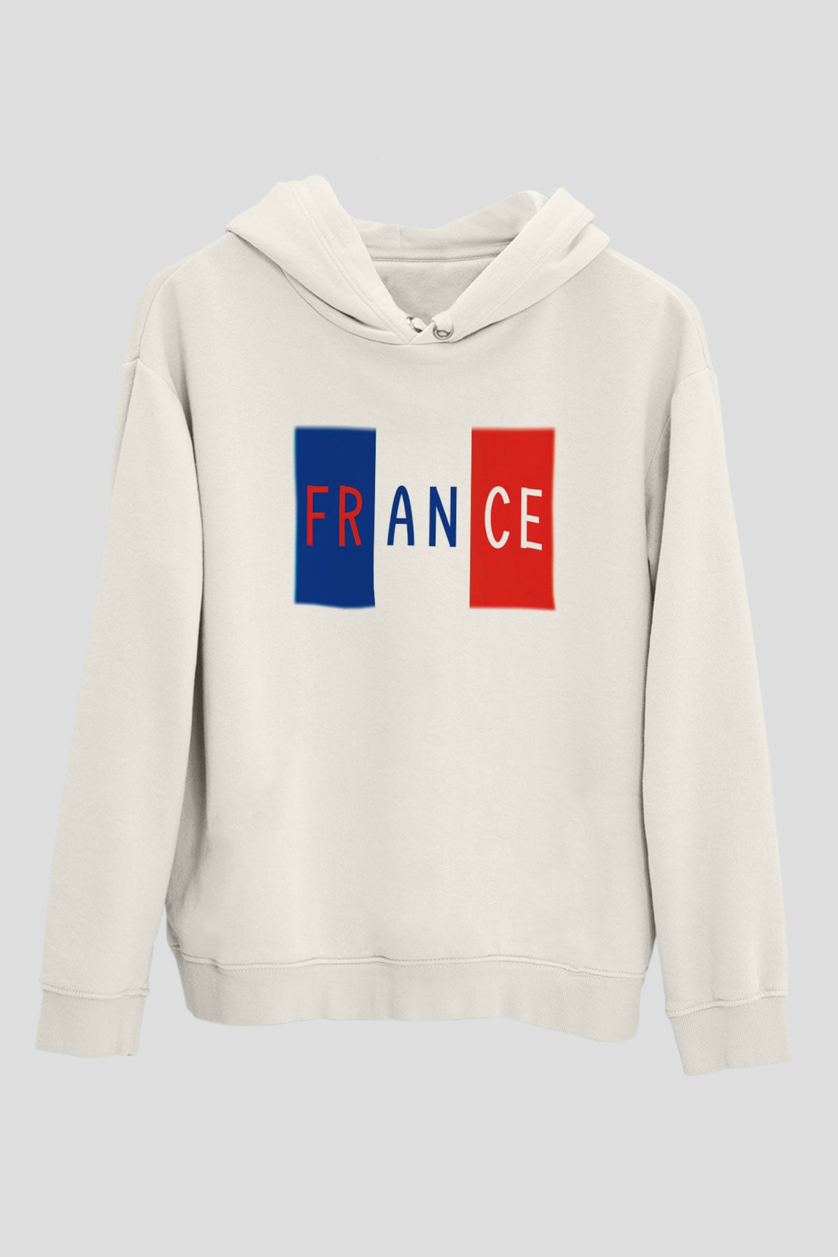 Fransa Beyaz Unisex Kapşonlu Sweatshirt