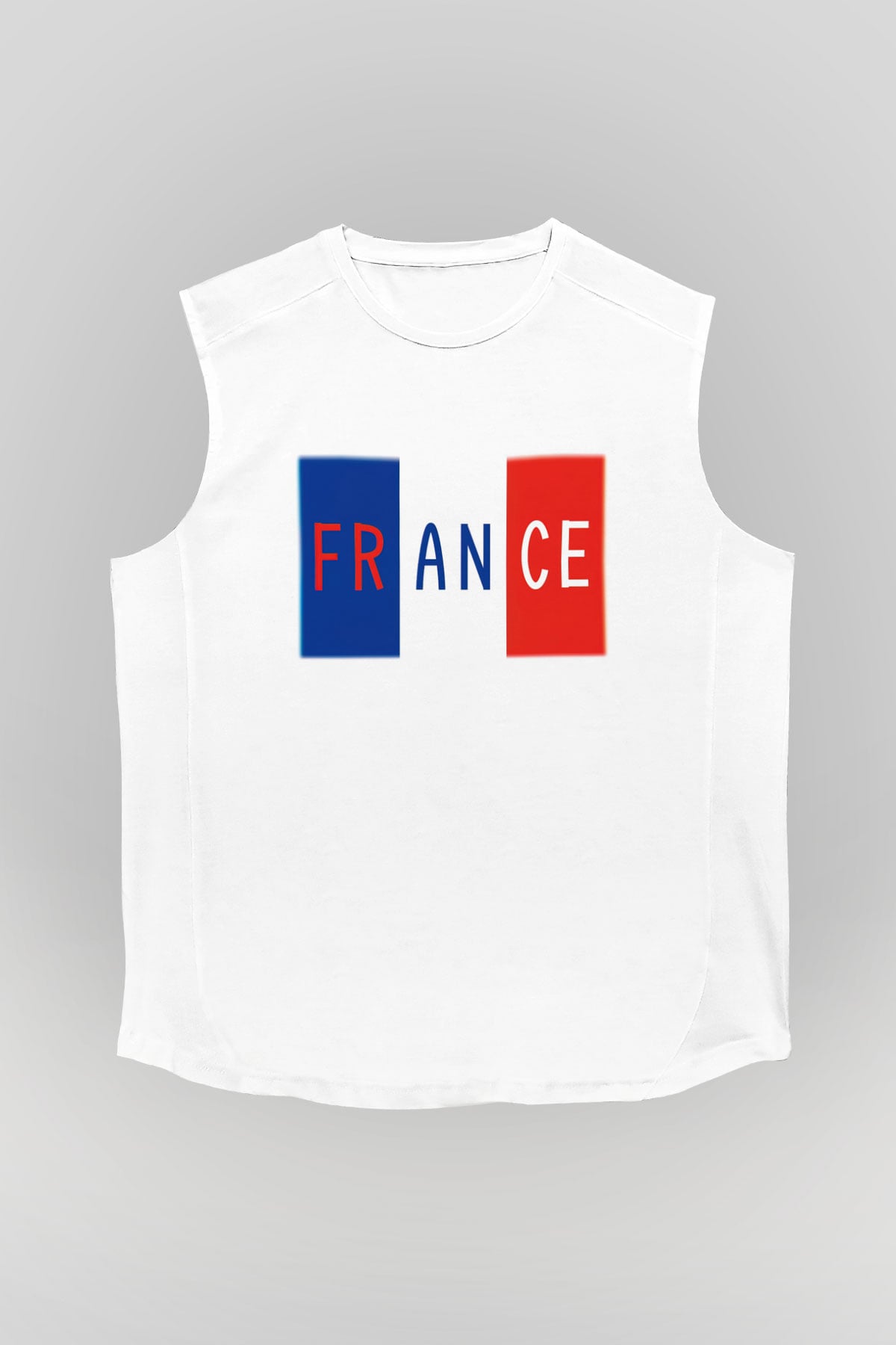 Fransa Beyaz Unisex Kolsuz Tişört