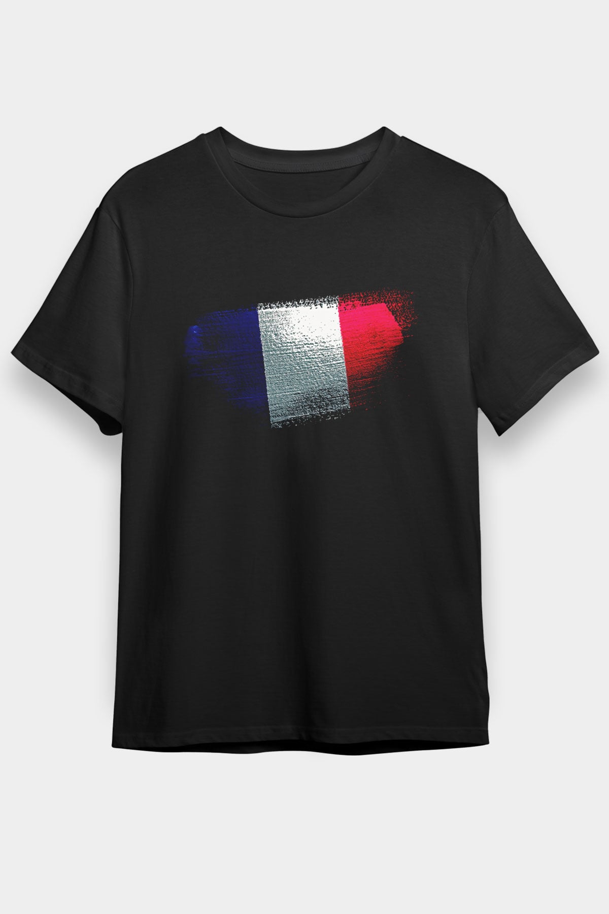 Fransa - France Bayrağı Baskılı Unisex Siyah Tişört