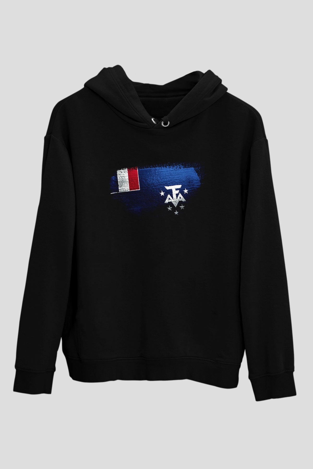 Fransız Güney Toprakları - French Southern Bayrağı Baskılı Unisex Siyah Hoodie