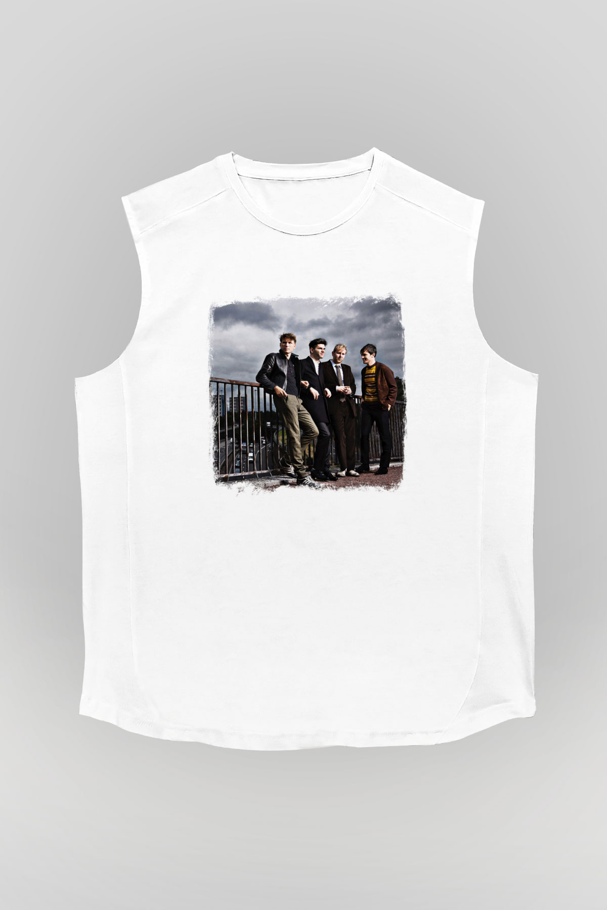 Franz Ferdinand Baskılı Unisex Beyaz Kolsuz Tişört
