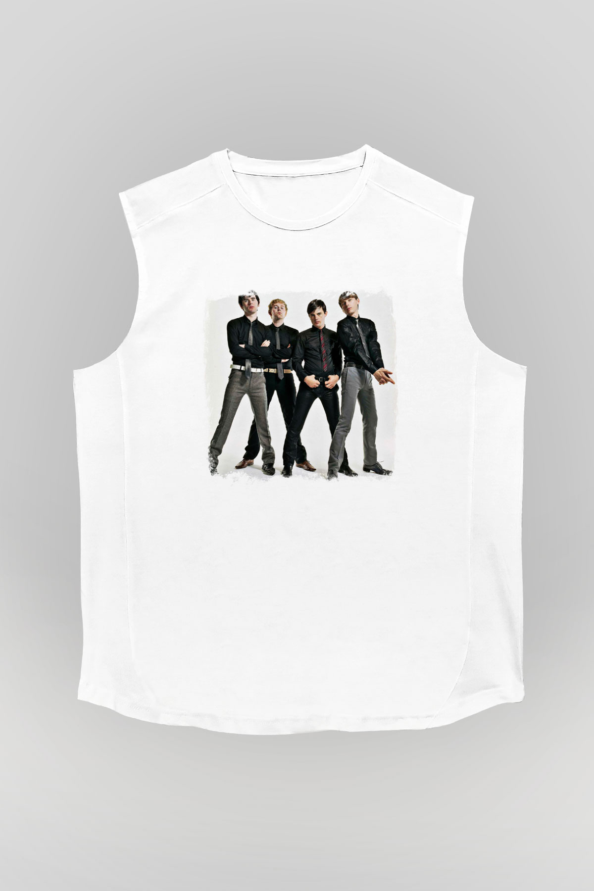 Franz Ferdinand Baskılı Unisex Beyaz Kolsuz Tişört