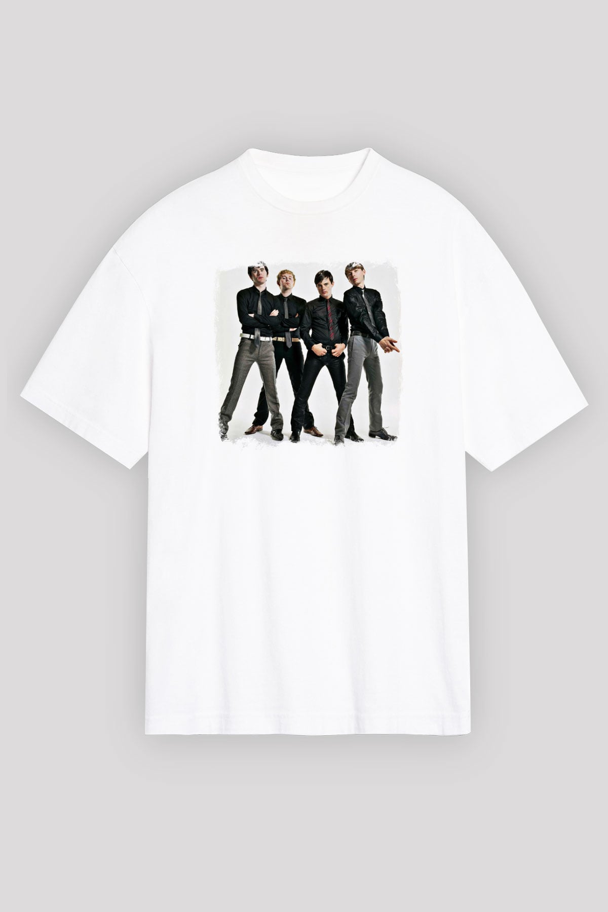 Franz Ferdinand Baskılı Unisex Beyaz Oversize Tişört