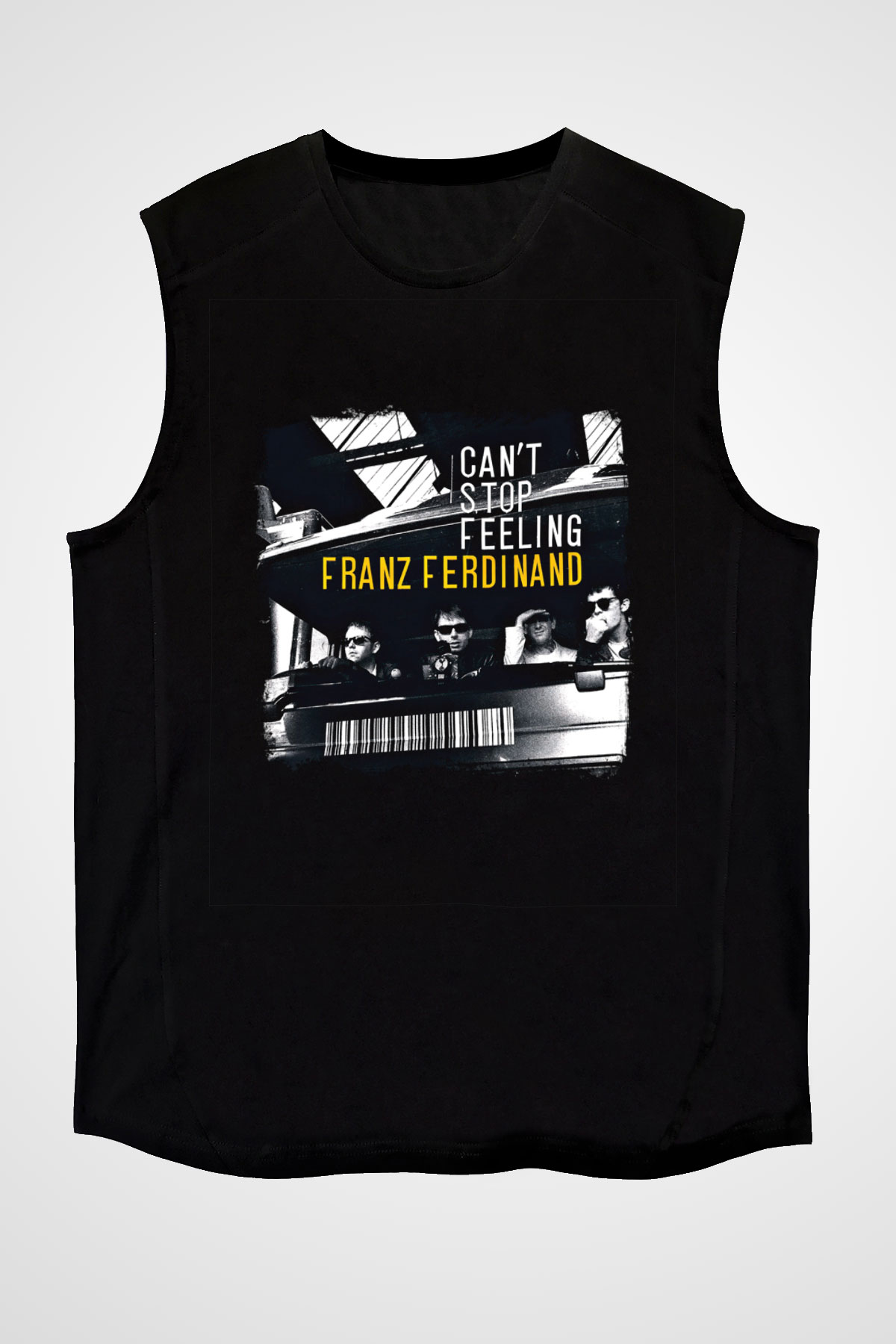 Franz Ferdinand Baskılı Unisex Siyah Kolsuz Tişört