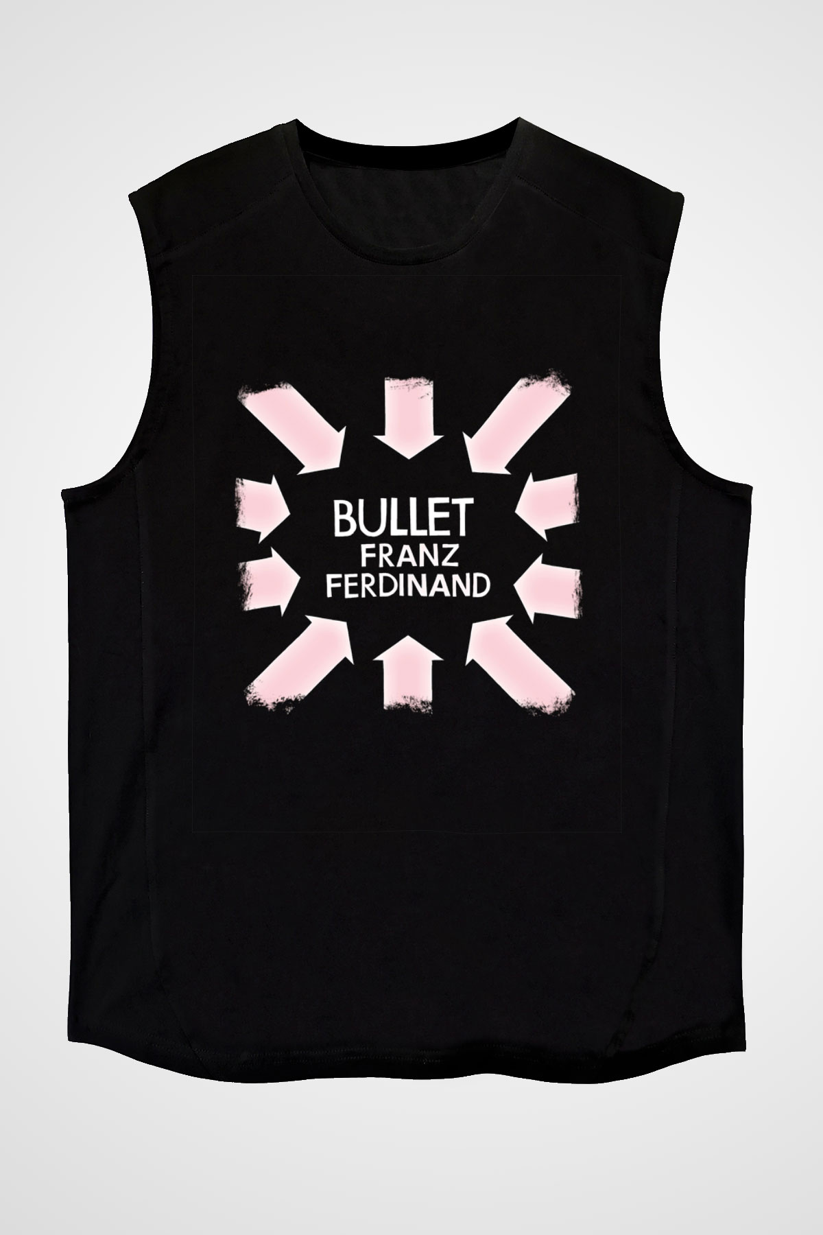 Franz Ferdinand Baskılı Unisex Siyah Kolsuz Tişört