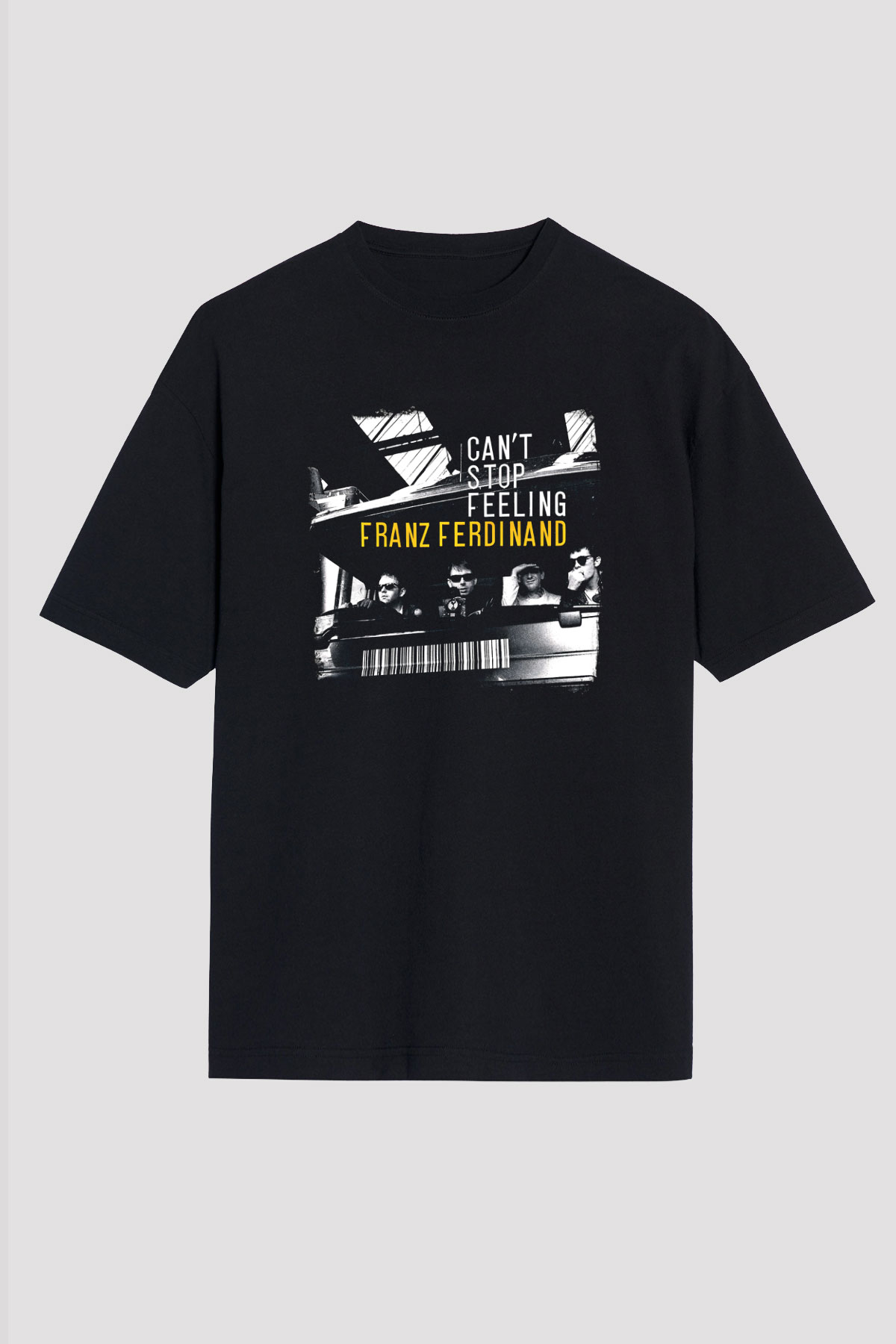 Franz Ferdinand Baskılı Unisex Siyah Oversize Tişört