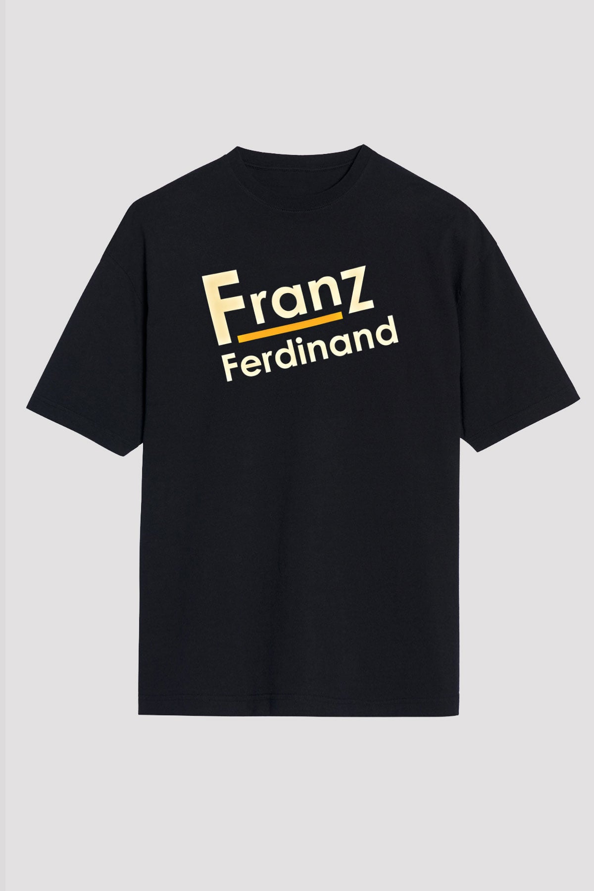Franz Ferdinand Baskılı Unisex Siyah Oversize Tişört