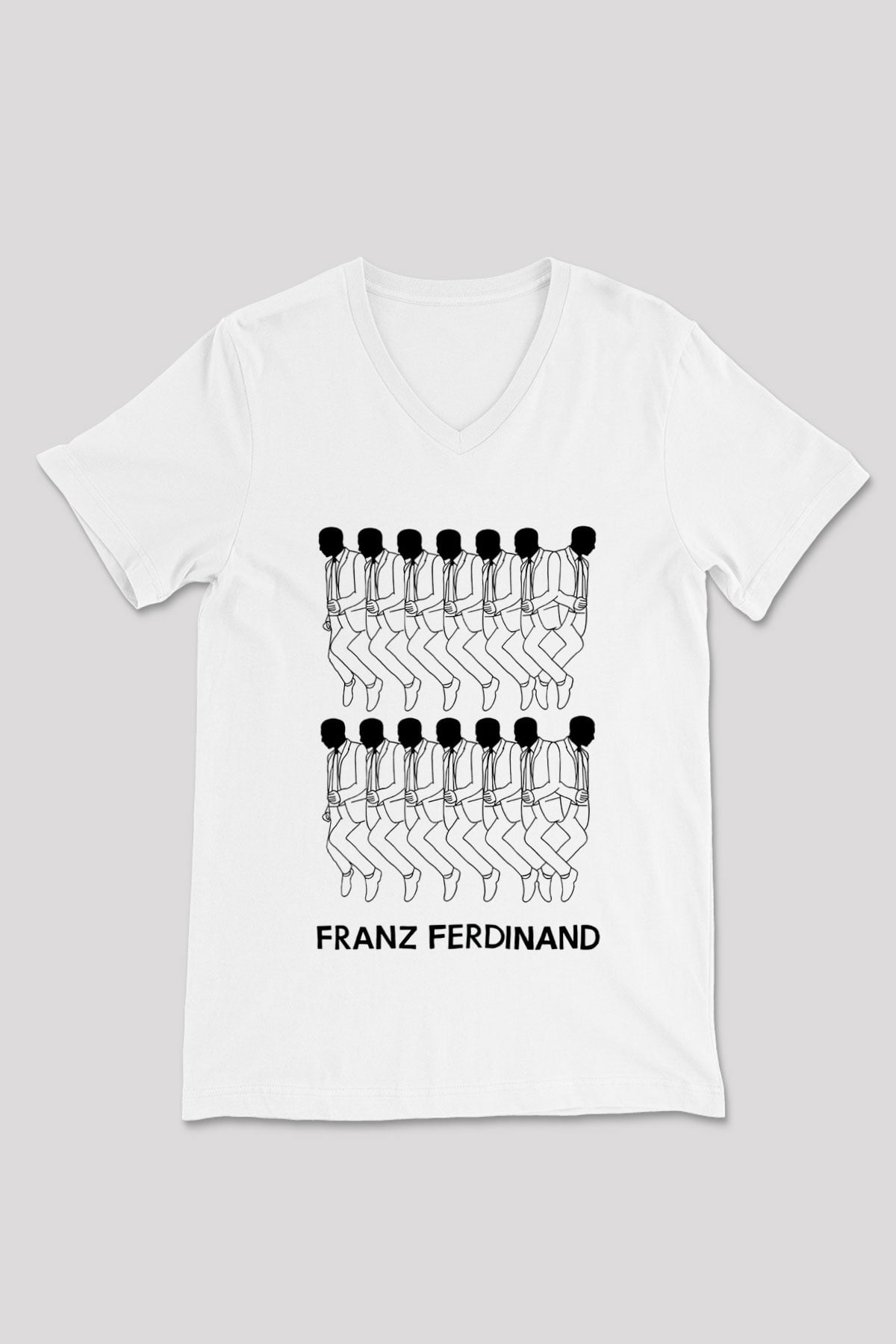 Franz Ferdinand Beyaz Unisex V Yaka Tişört T-Shirt