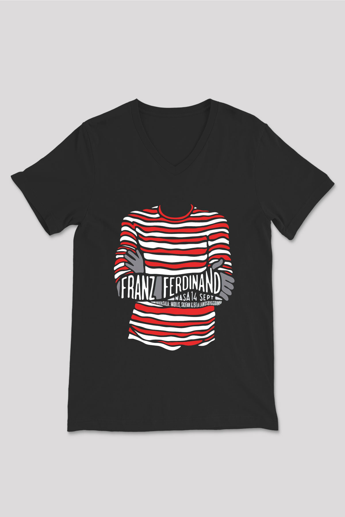 Franz Ferdinand Siyah Unisex V Yaka Tişört T-Shirt