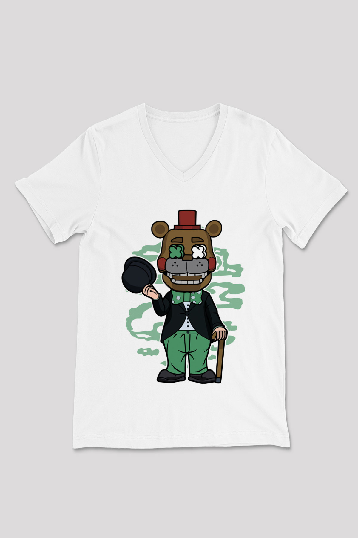 Freddy Gentlemen Baskılı Unisex Beyaz V Yaka Tişört