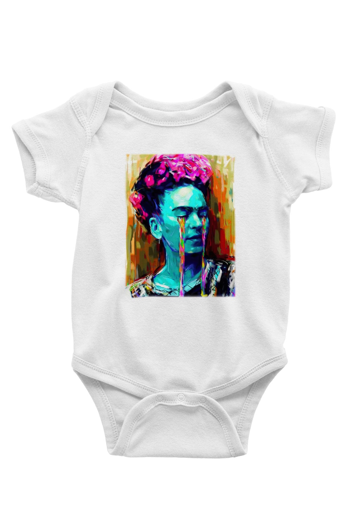 Frida Kahlo Baskılı Beyaz Unisex Bebek Body - Zıbın
