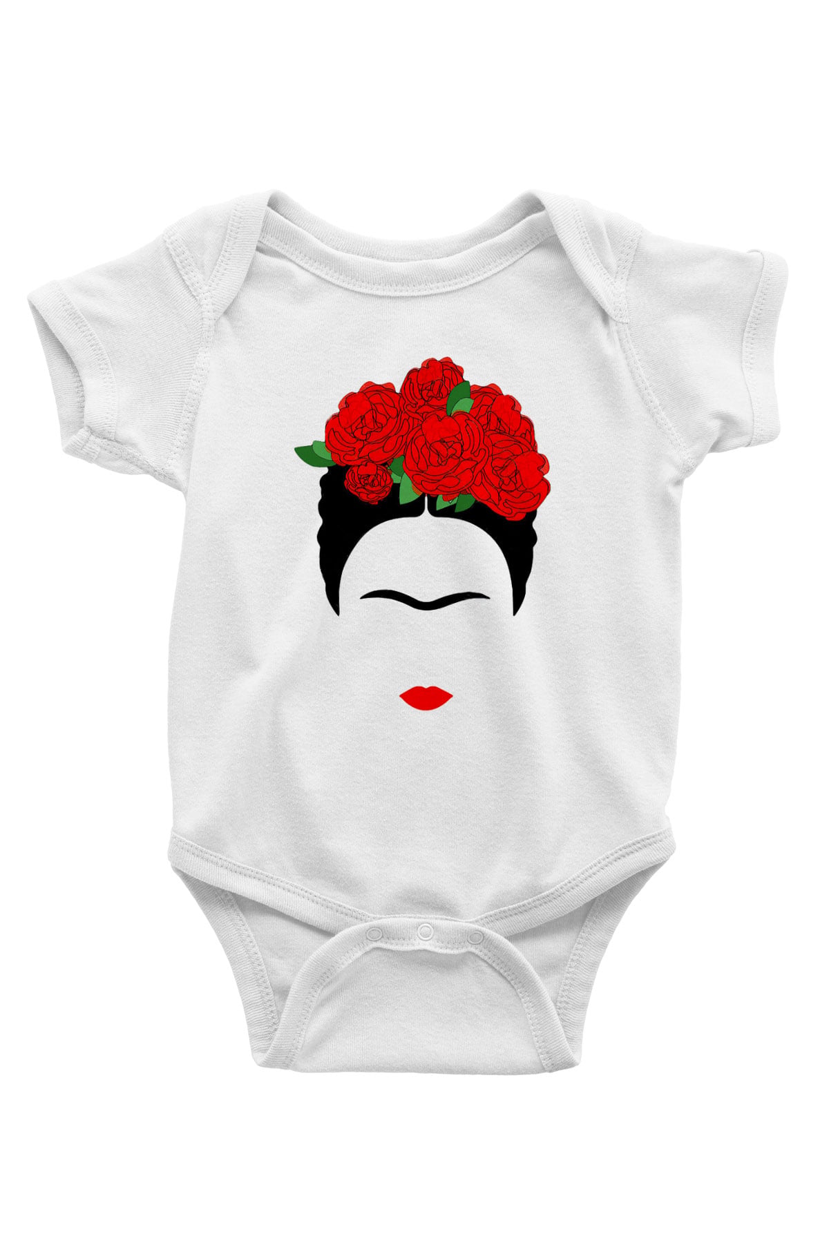 Frida Kahlo Baskılı Beyaz Unisex Bebek Body - Zıbın