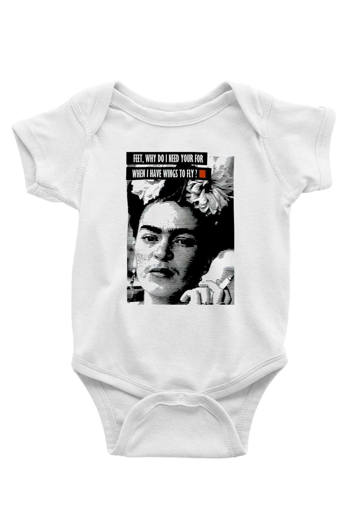 Frida Kahlo Baskılı Beyaz Unisex Bebek Body - Zıbın