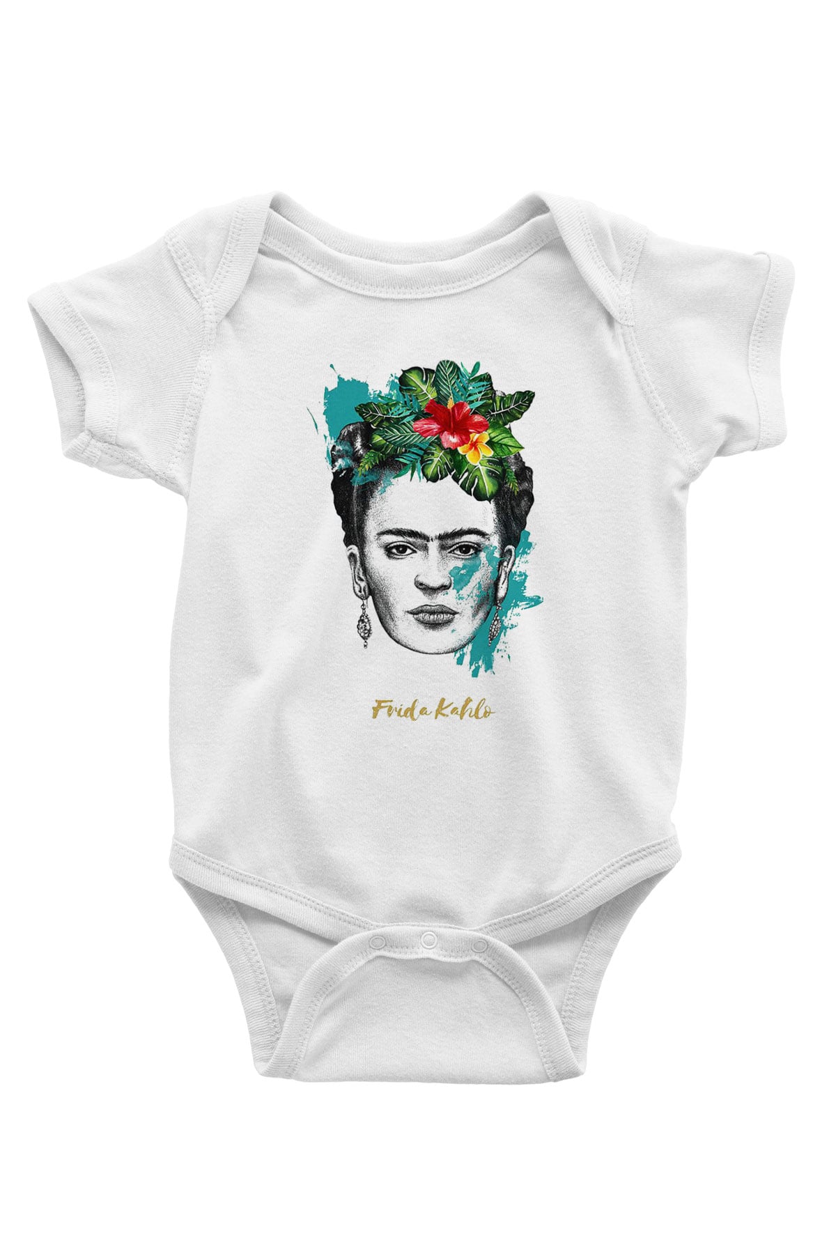 Frida Kahlo Baskılı Beyaz Unisex Bebek Body - Zıbın