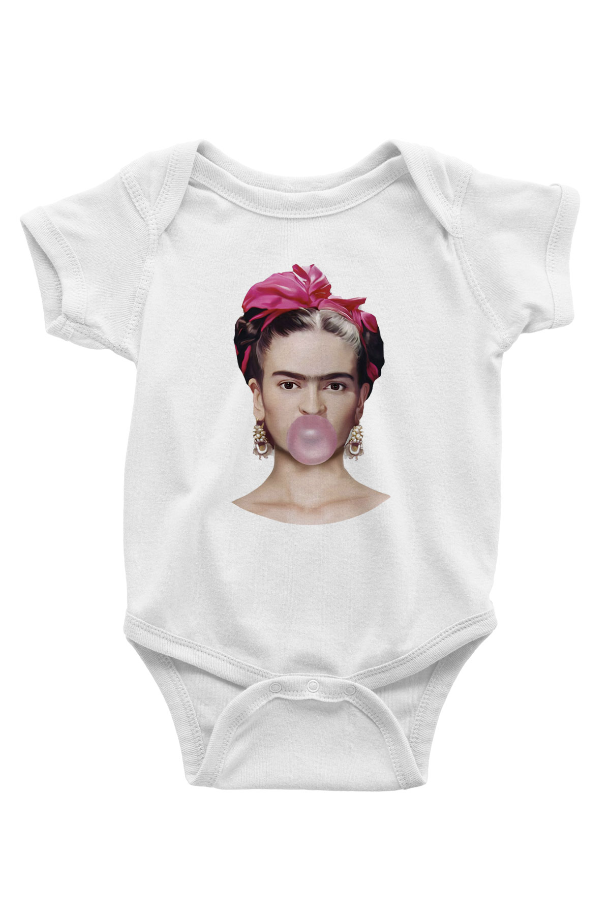Frida Kahlo Baskılı Beyaz Unisex Bebek Body - Zıbın