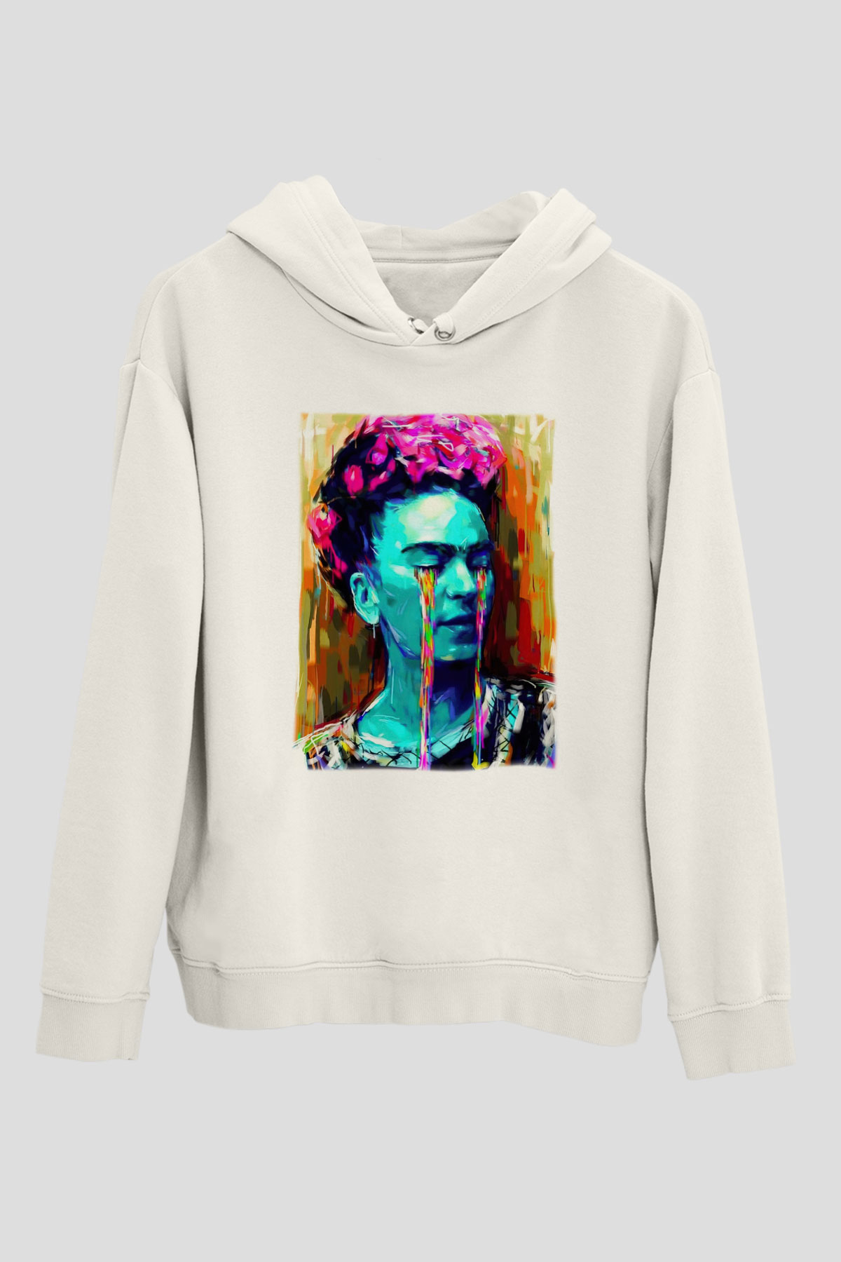 Frida Kahlo Beyaz Unisex Kapşonlu Sweatshirt