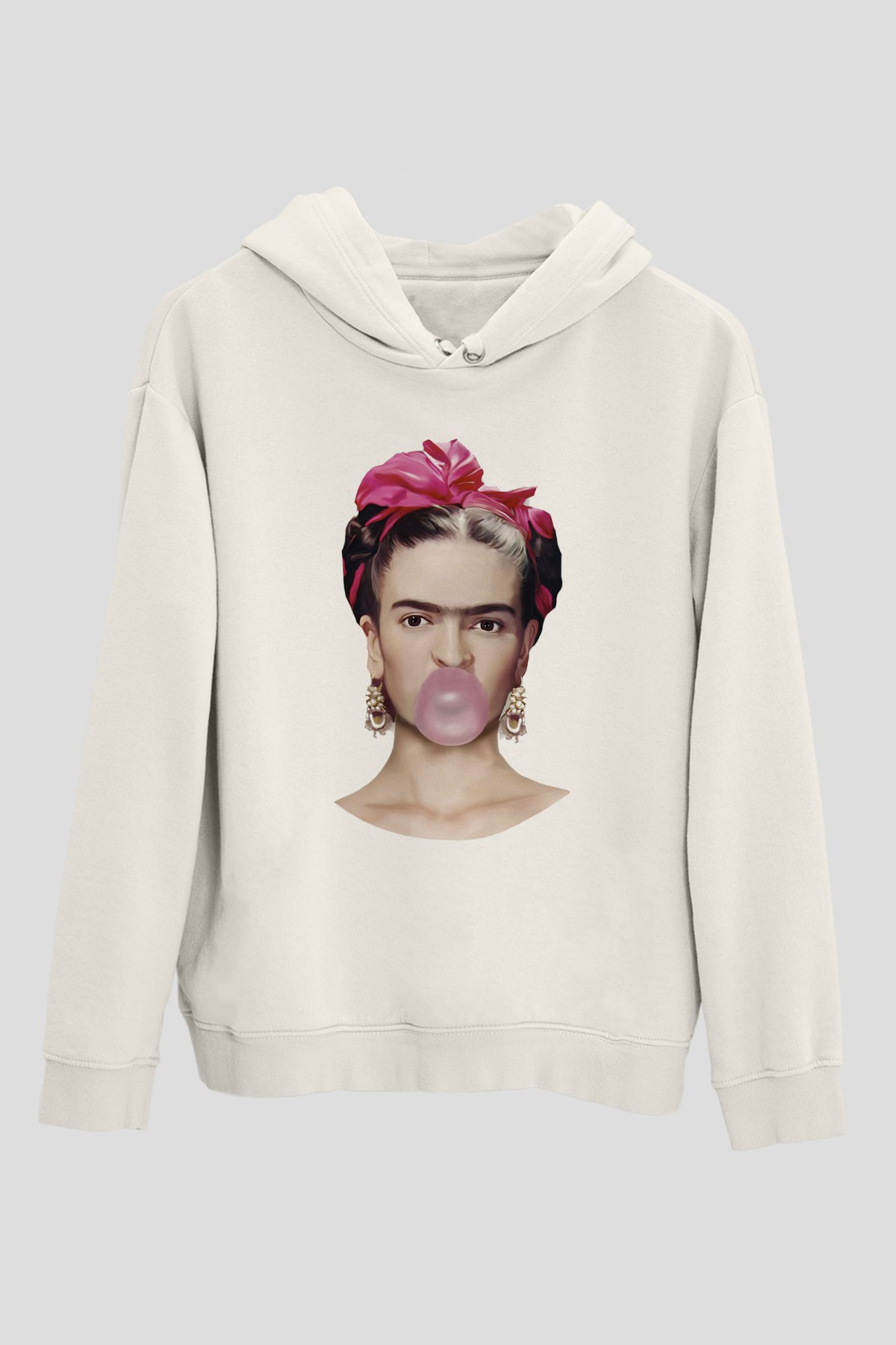 Frida Kahlo Beyaz Unisex Kapşonlu Sweatshirt