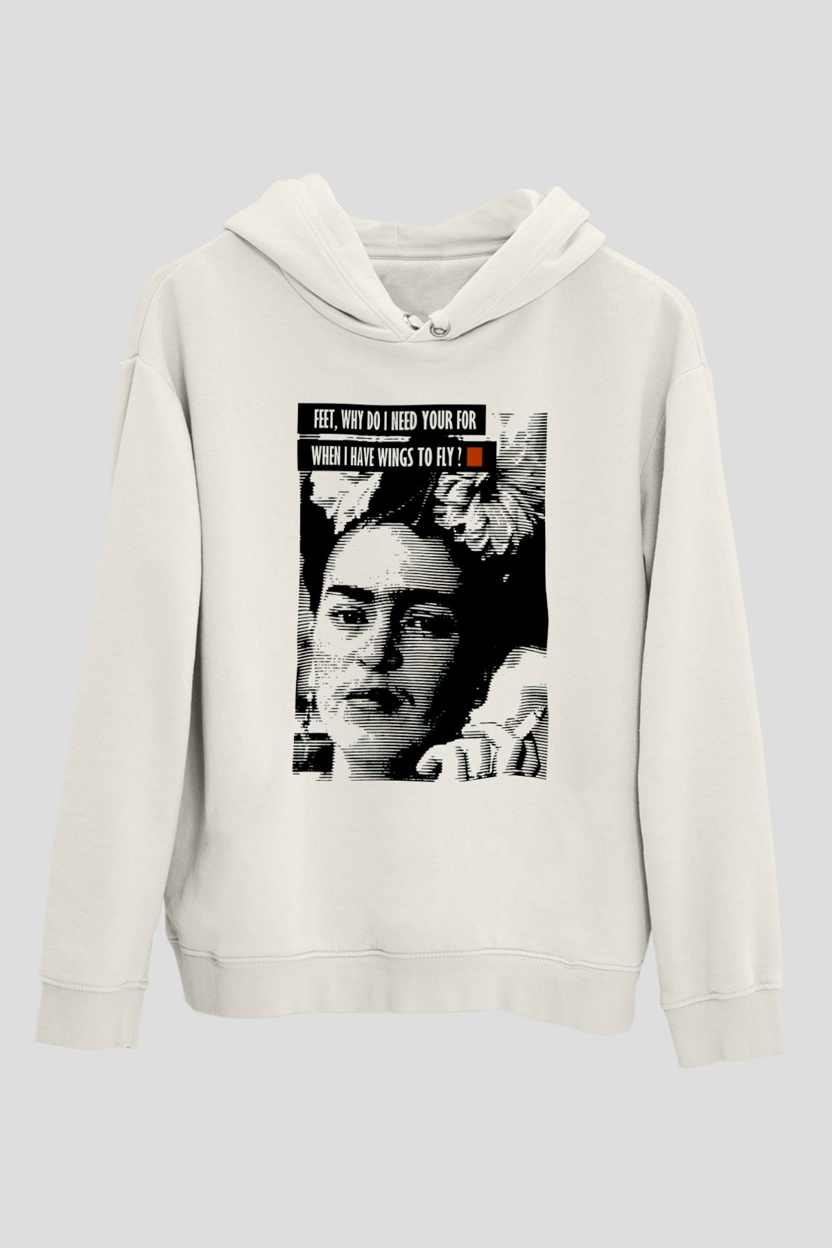 Frida Kahlo Beyaz Unisex Kapşonlu Sweatshirt